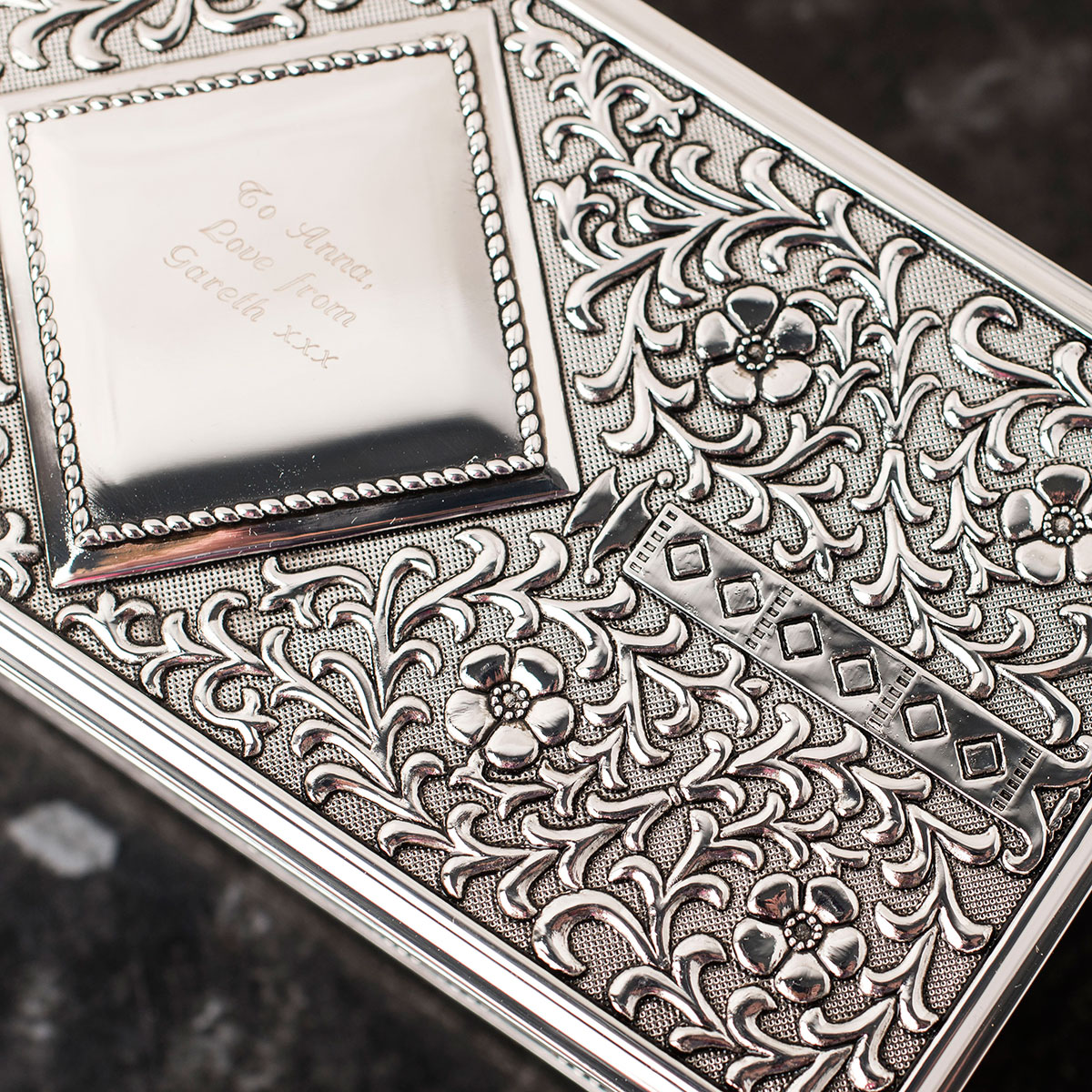 Antique Finish Silver-Plated Jewellery Box