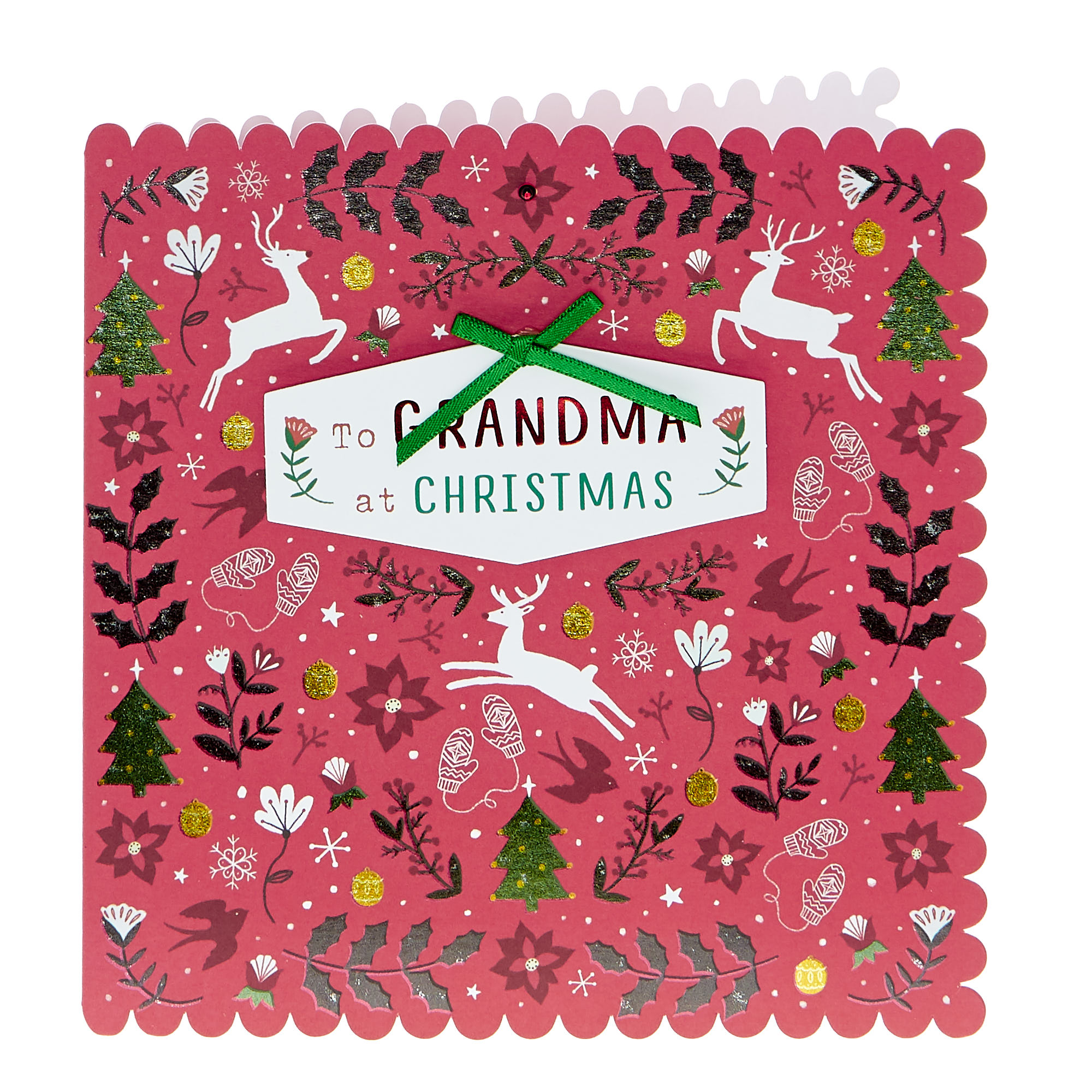 Boutique Christmas Card - Grandma Deer & Holly 