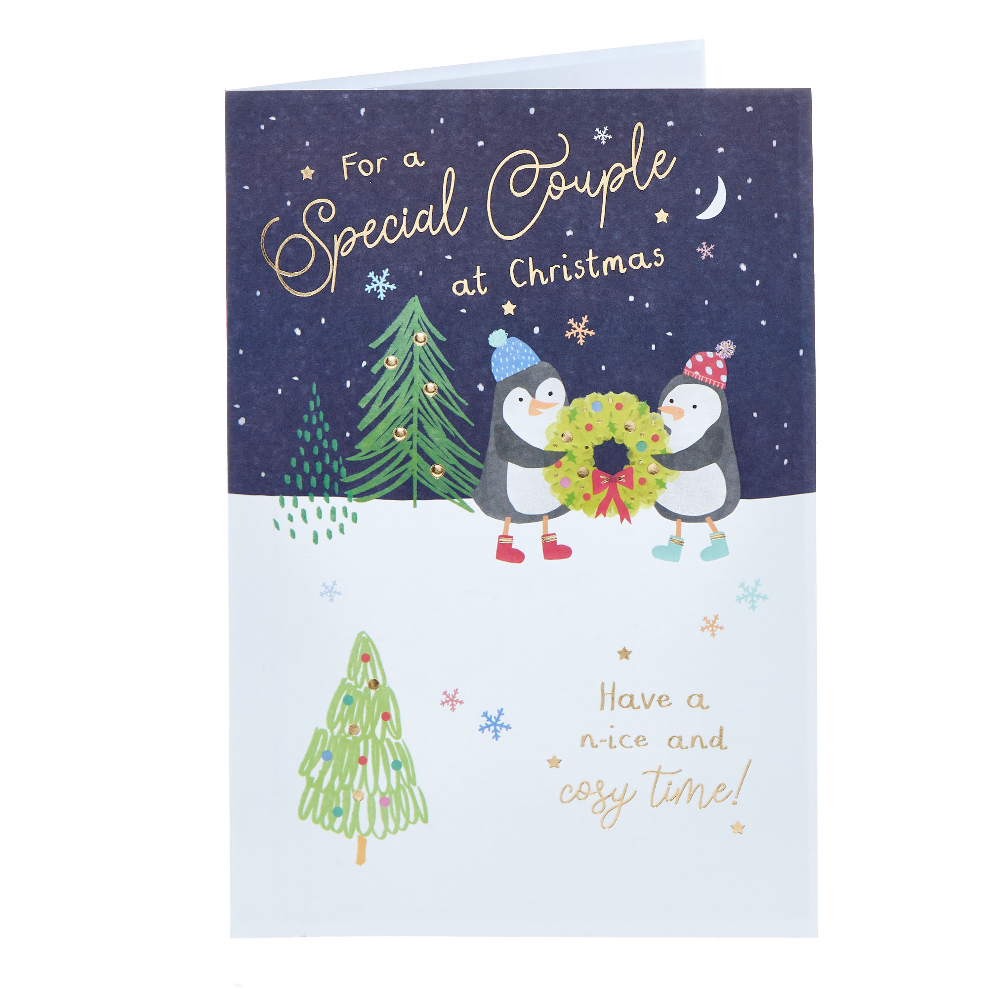 Special Couple Cosy Penguins Christmas Card