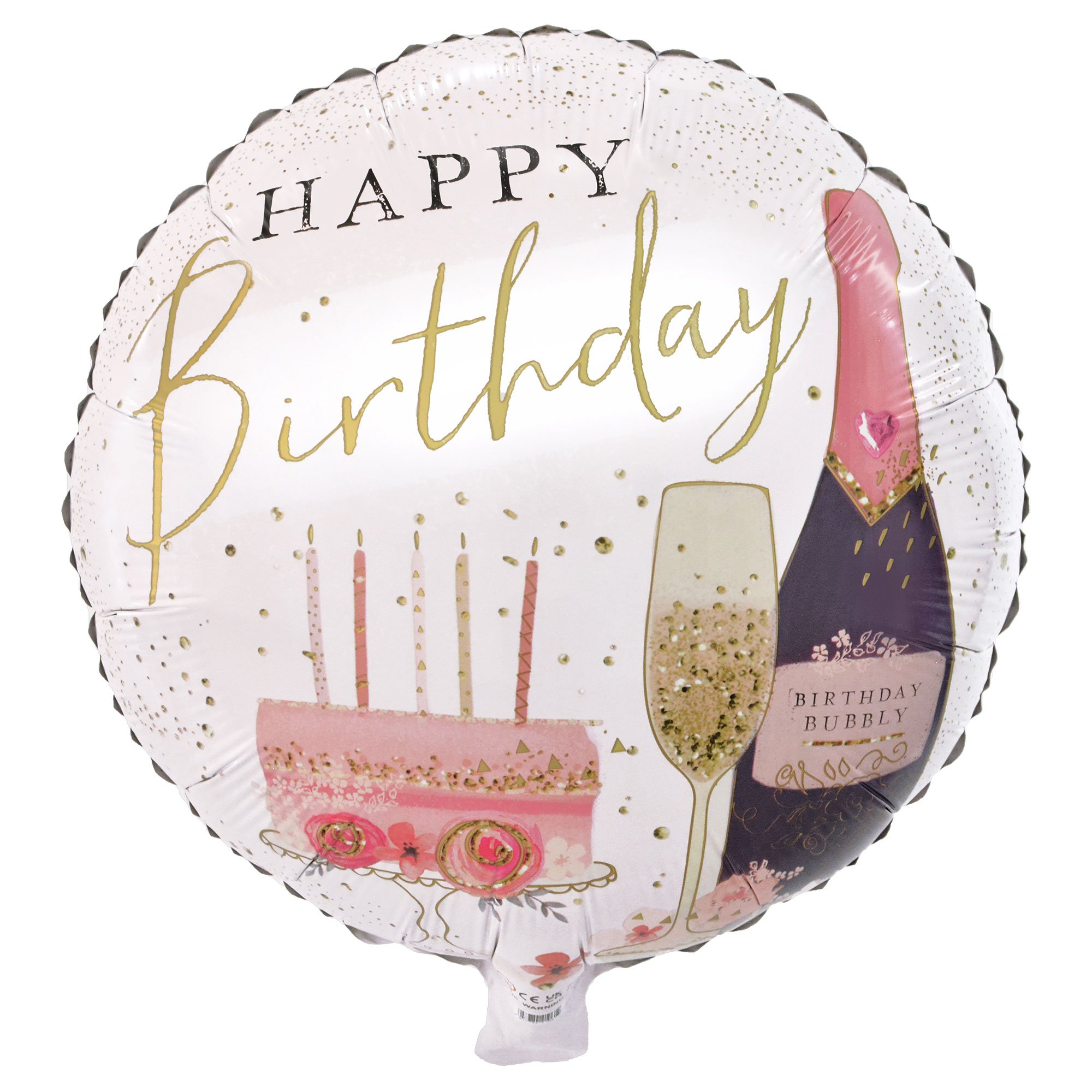 18-Inch Cake & Bubbly Birthday Foil Helium Balloon
