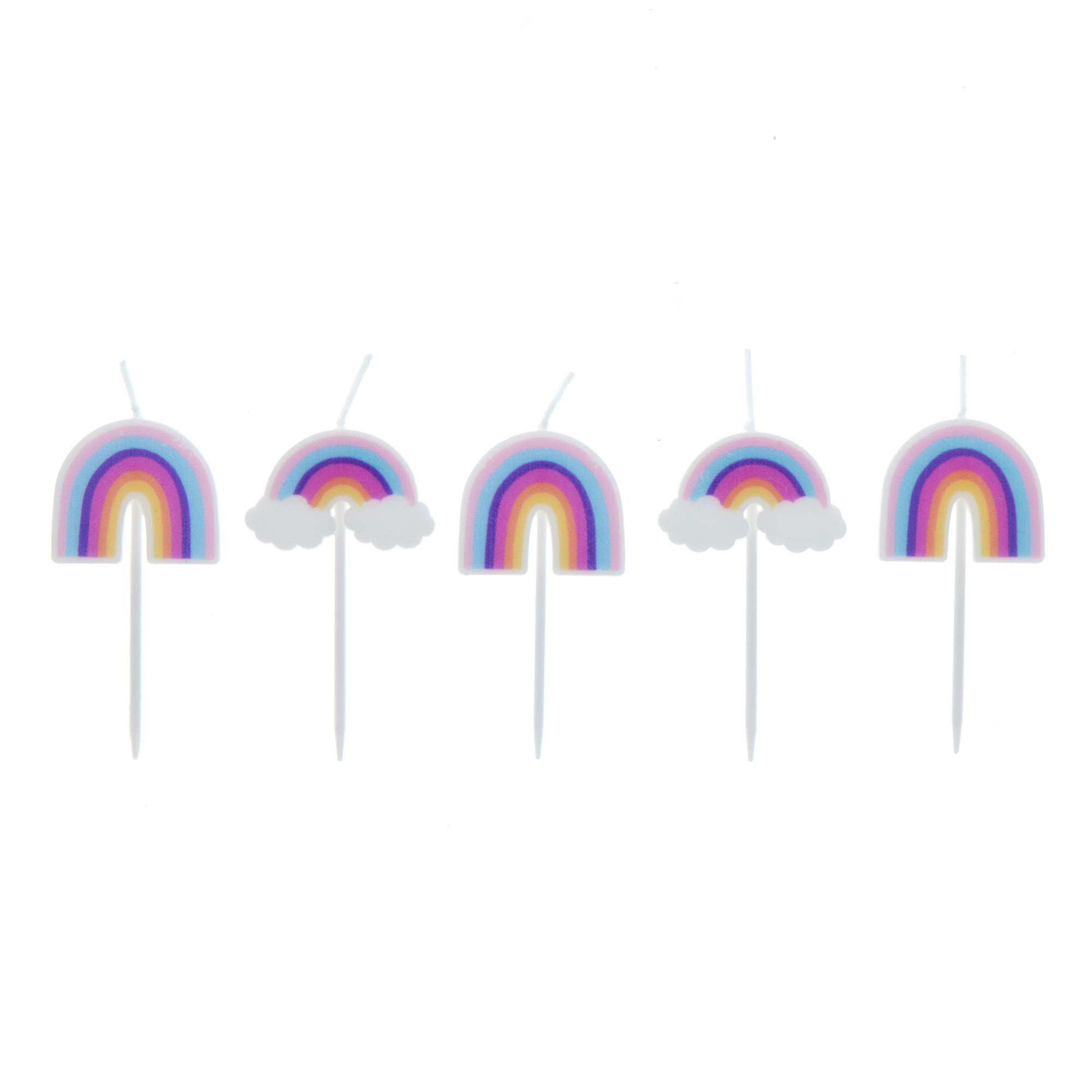 Rainbow Pick Cake Candles - Pack of 5
