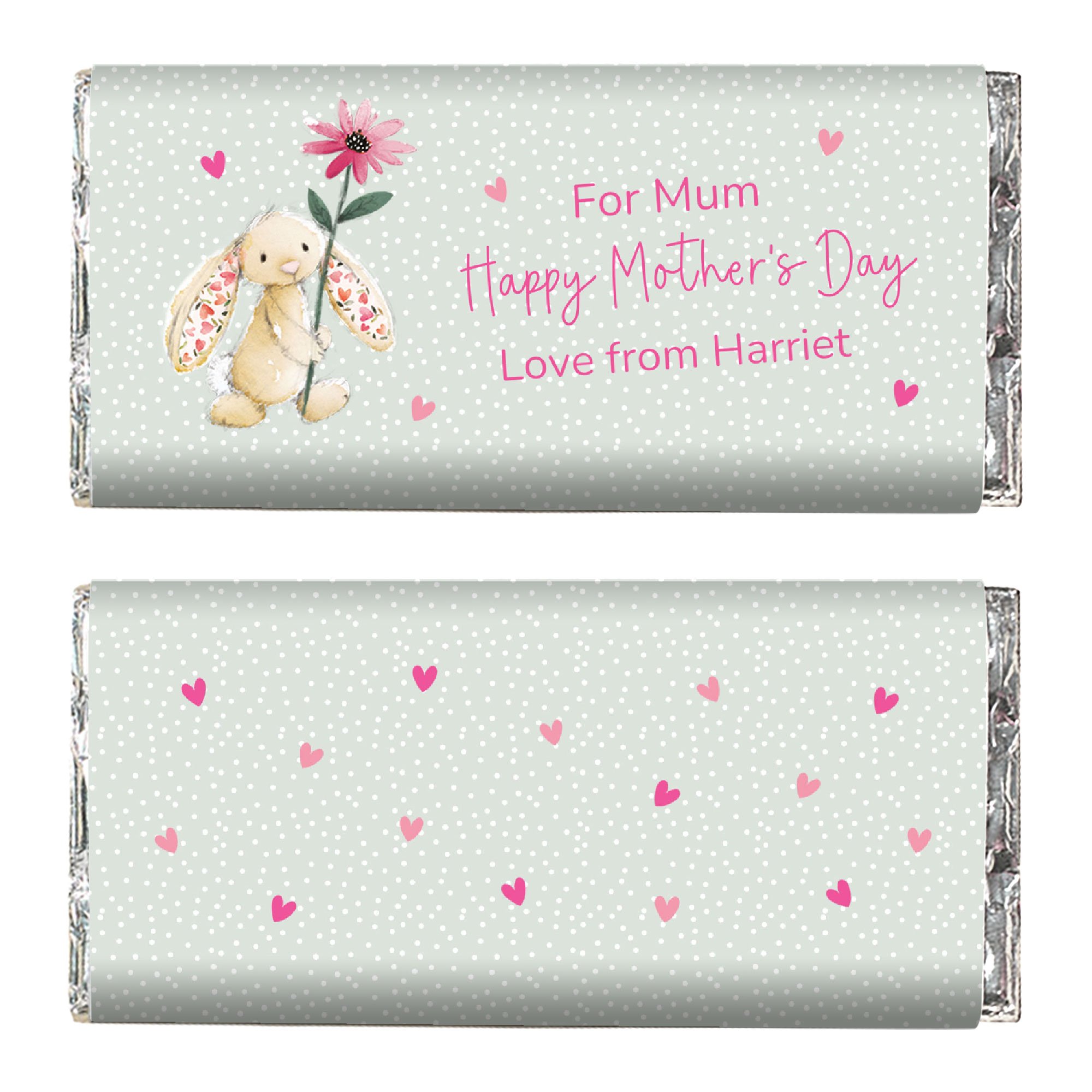 Personalised Mother's Day Chocolate Bar - Bunny with Flower