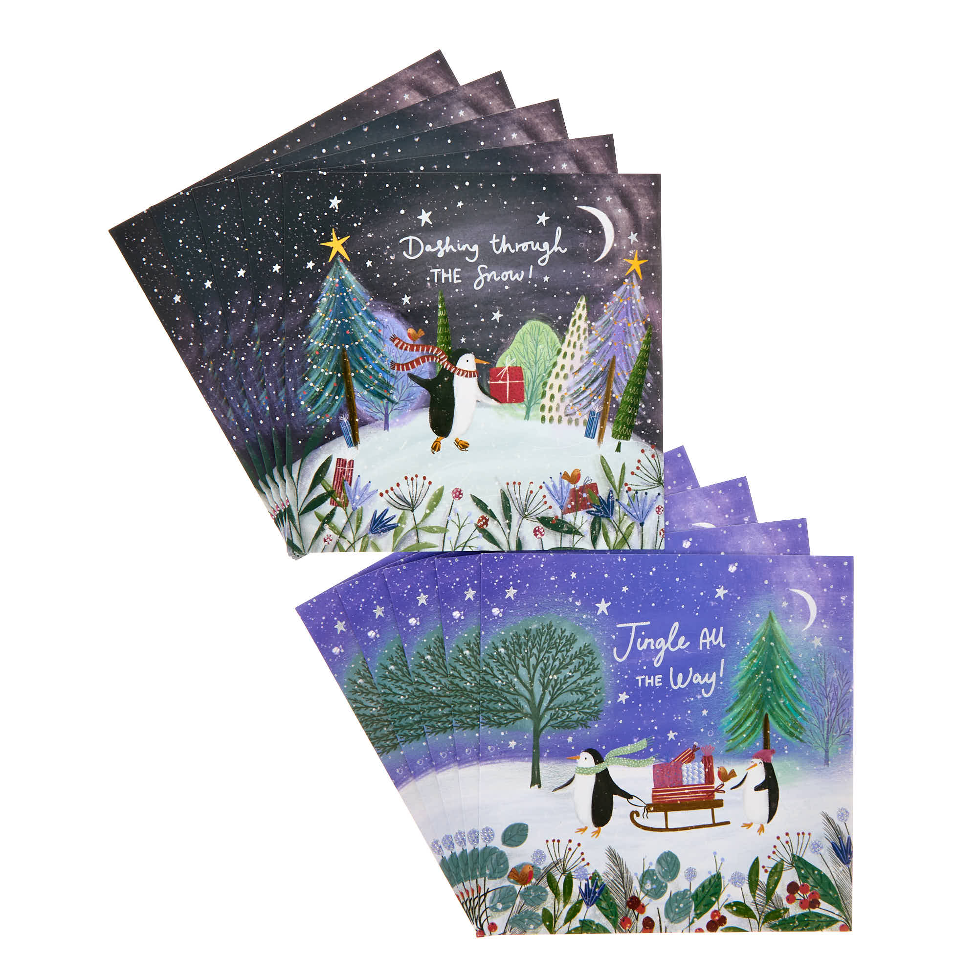 16 Charity Christmas Cards - Penguins (2 Designs)