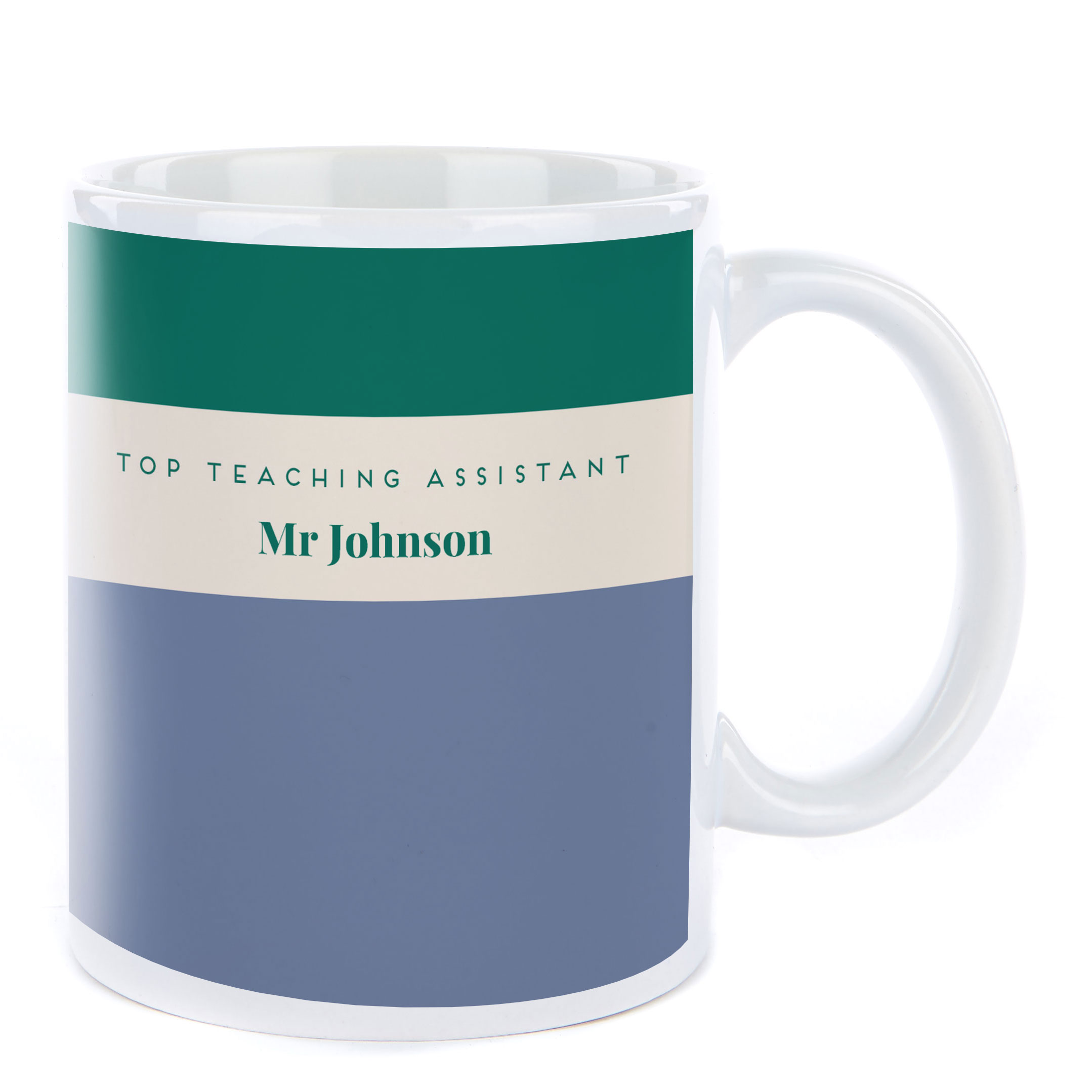 Personalised Thank You Teacher Mug - Green Stripes