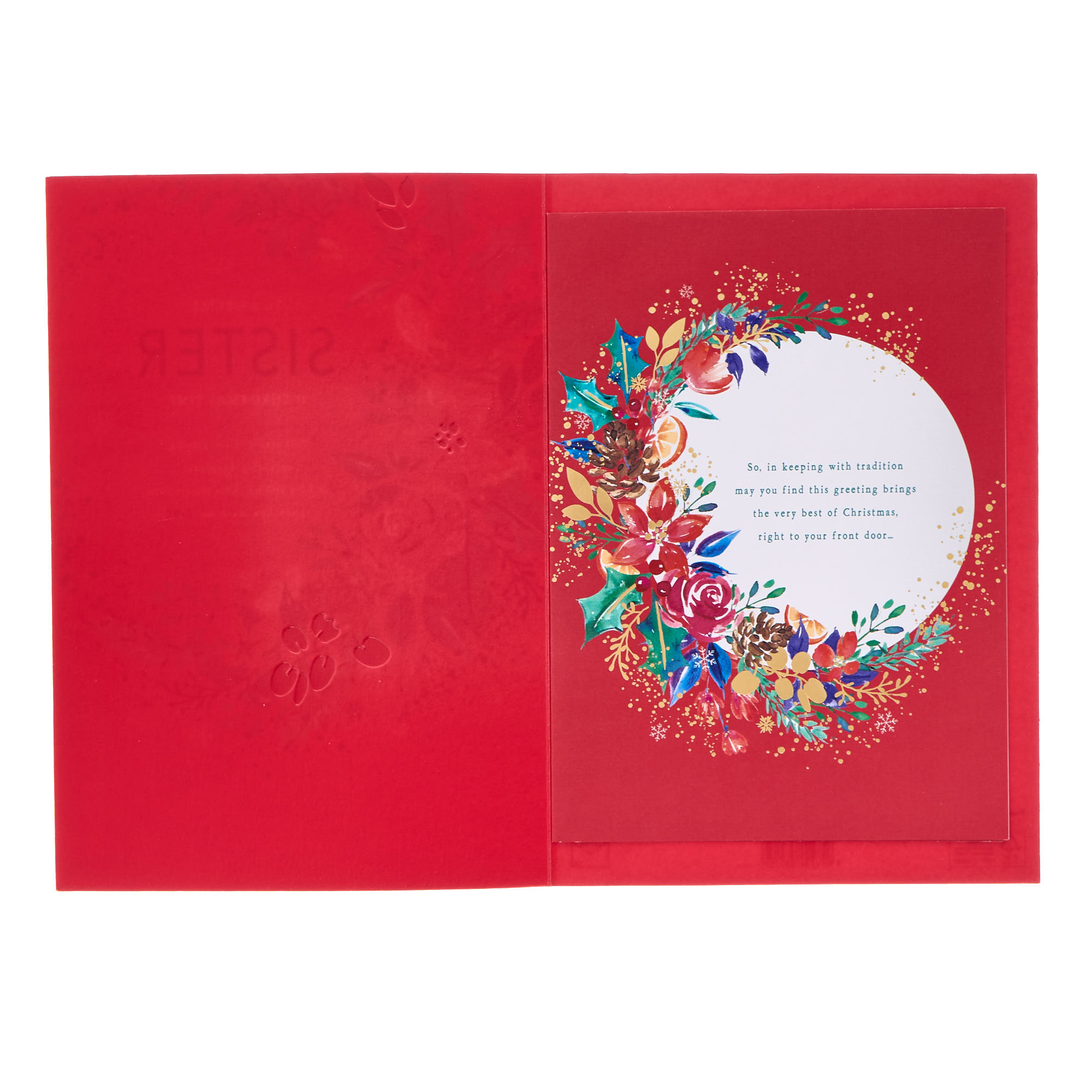 Sister Flower Crescent Christmas Card