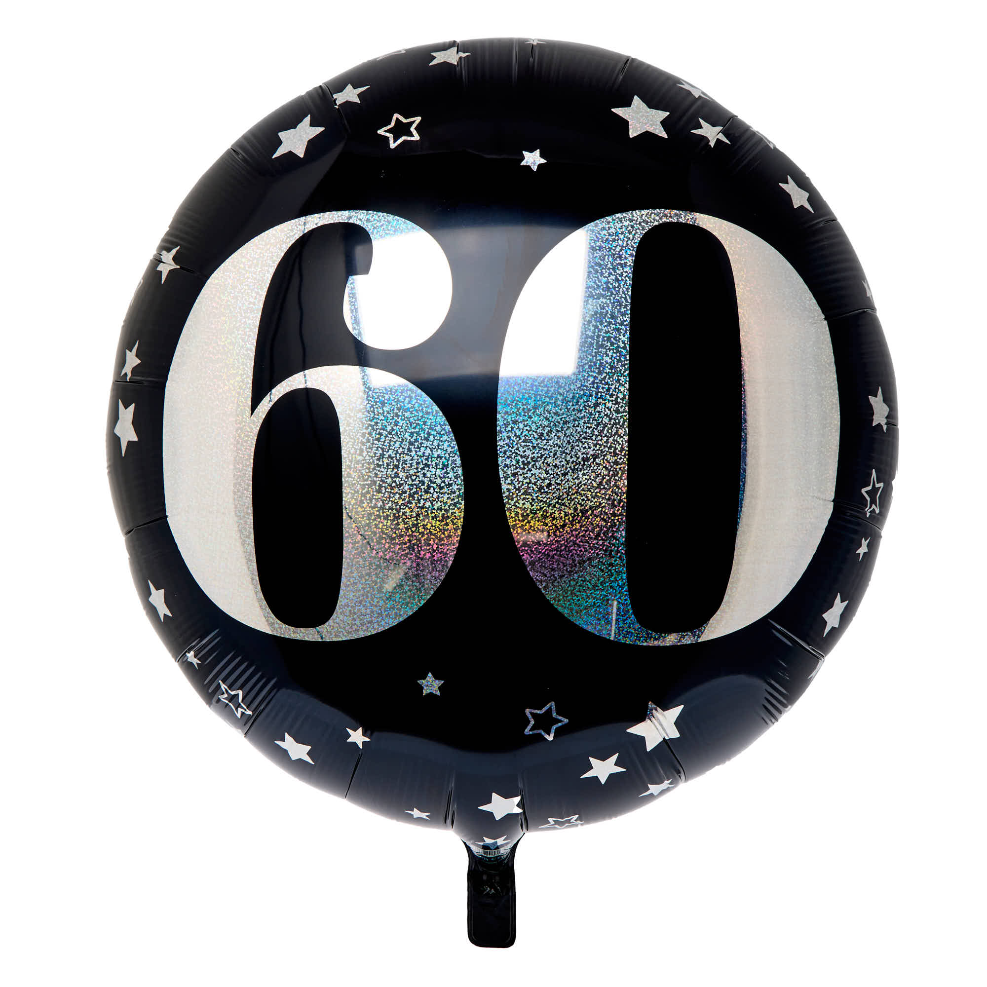 Black & Silver 60th Birthday 31-Inch Foil Helium Balloon