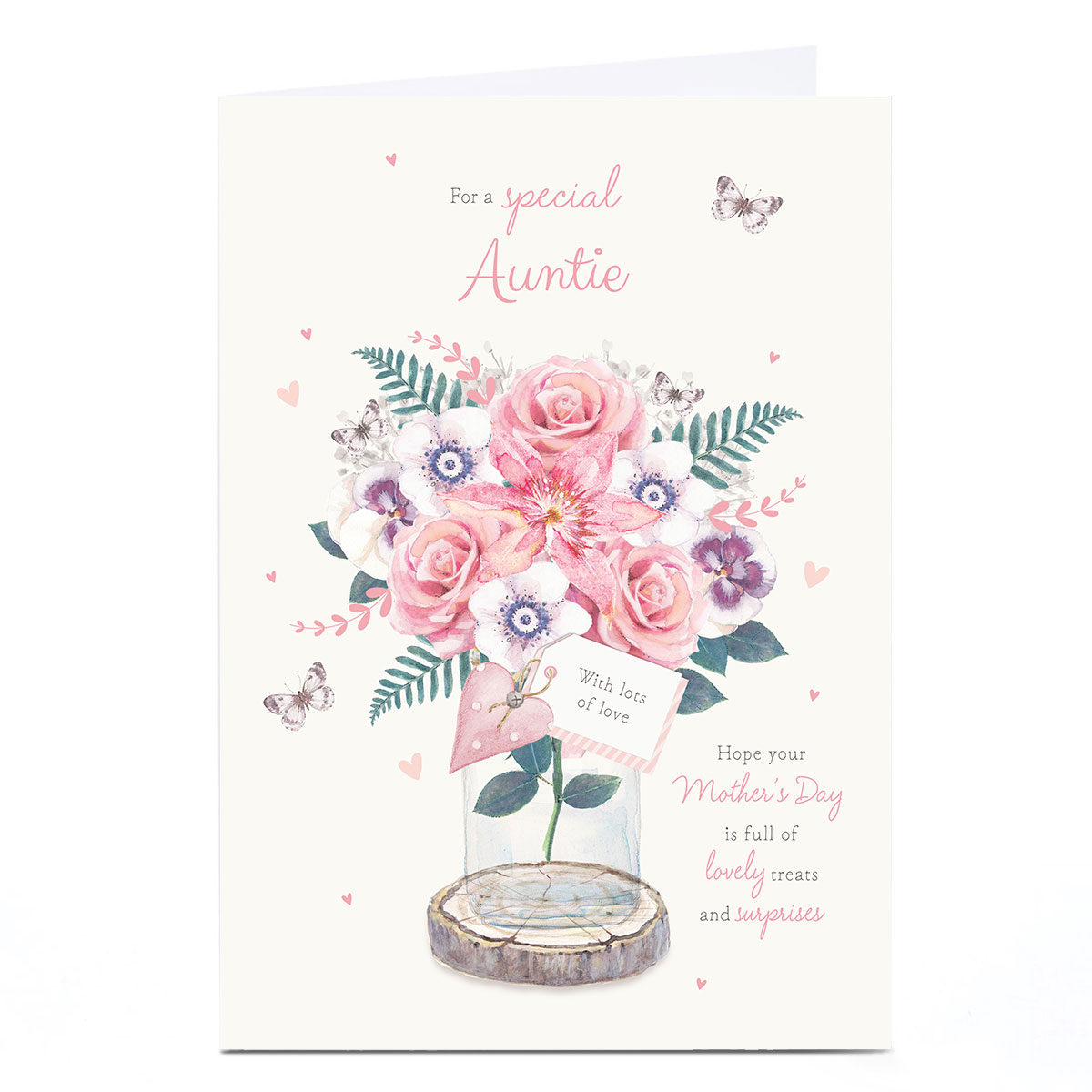 Personalised Mother's Day Card - Lovely Treats and Surprises, Auntie