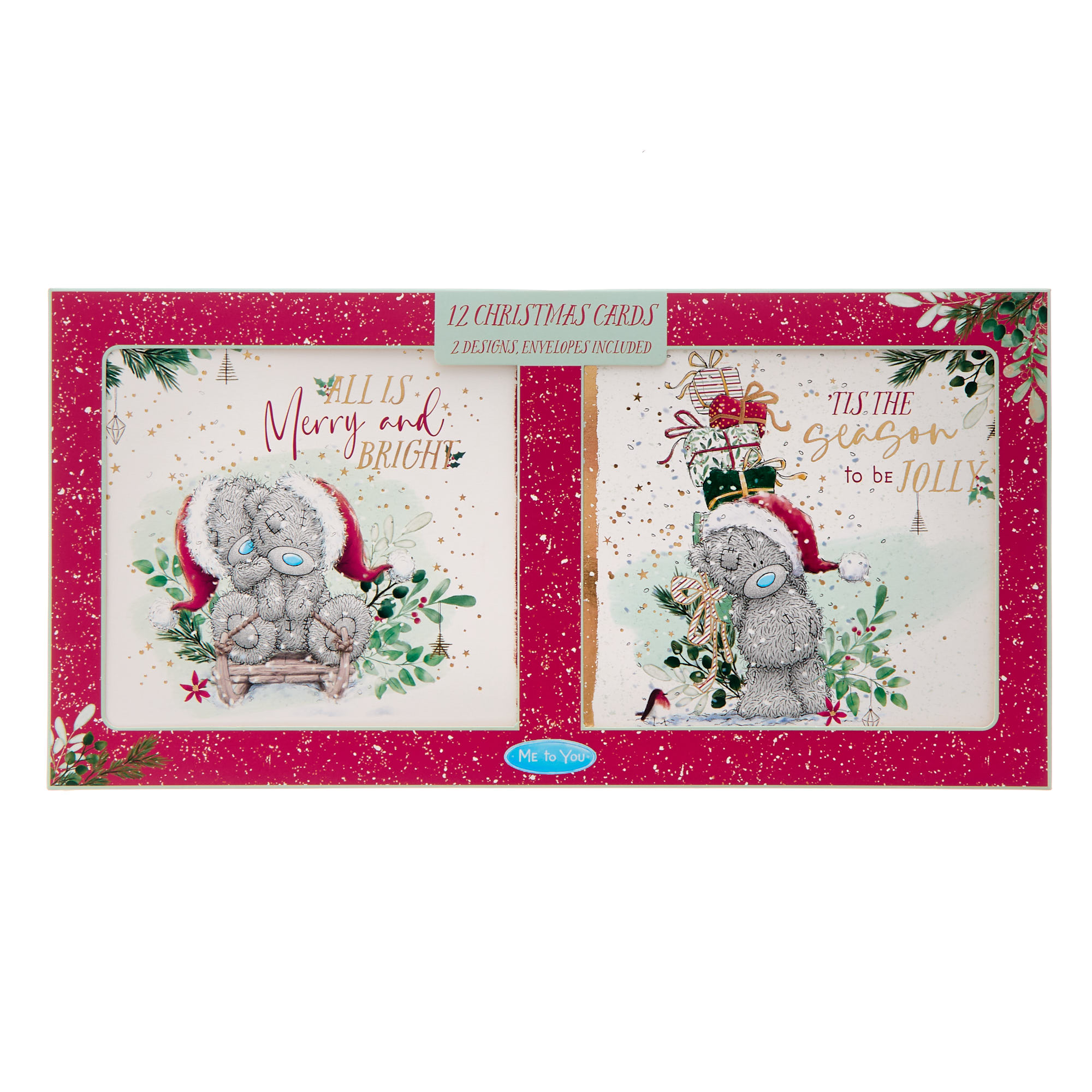 Me To You Tatty Teddy Christmas Cards - Pack of 12 (2 Designs)