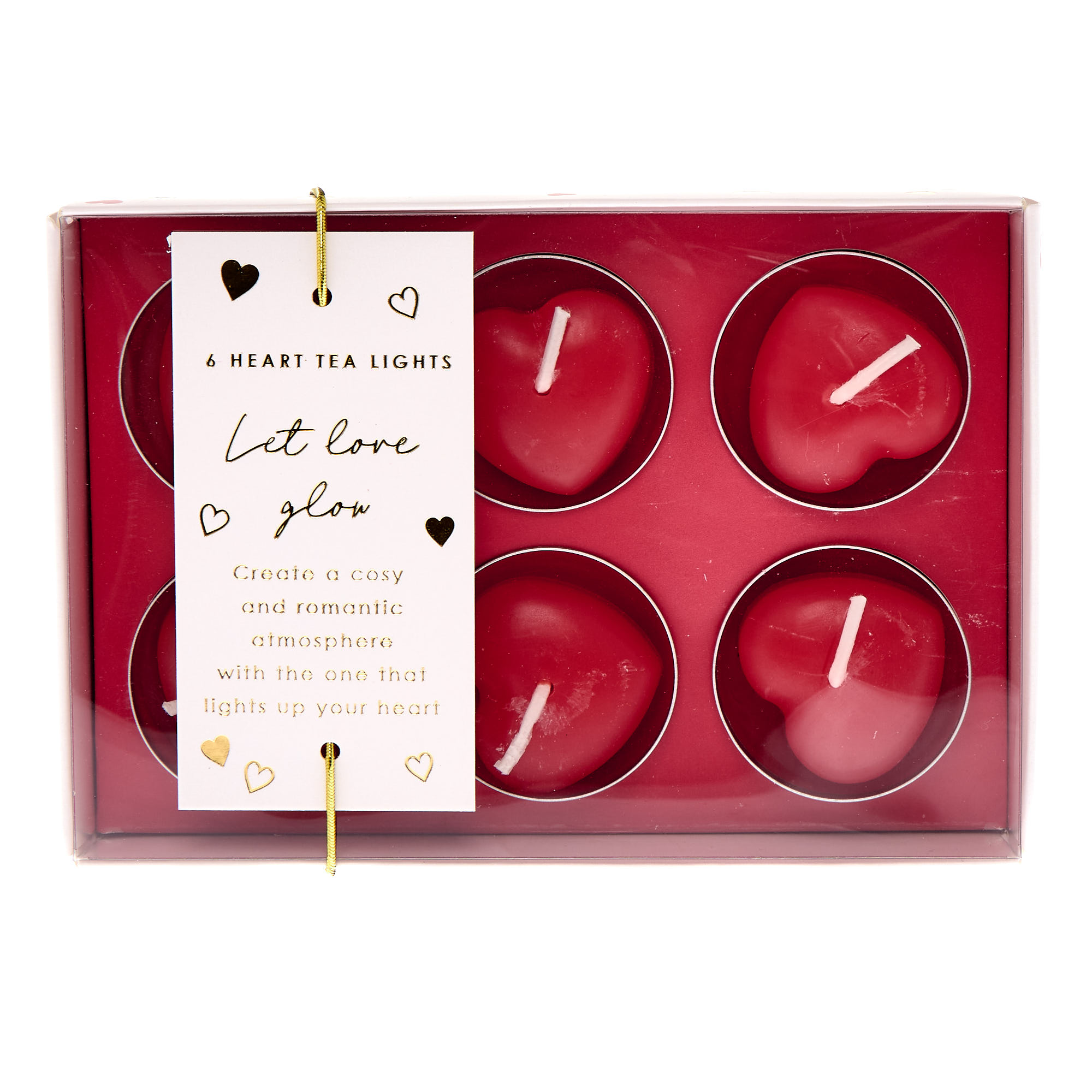 Let Love Glow Heart Tea Lights - Pack of 6