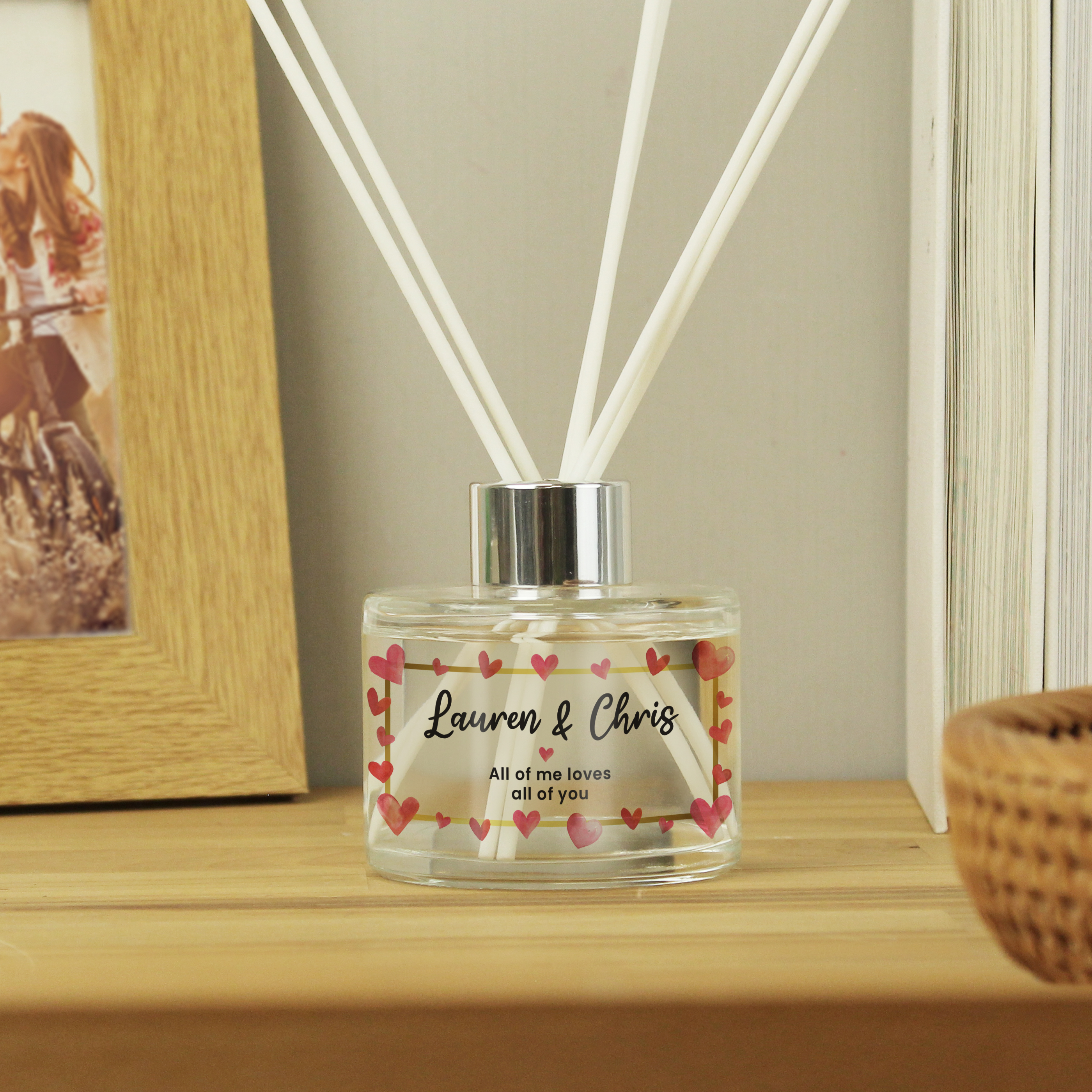 Personalised Hearts Fresh Cotton Fragrance Diffuser