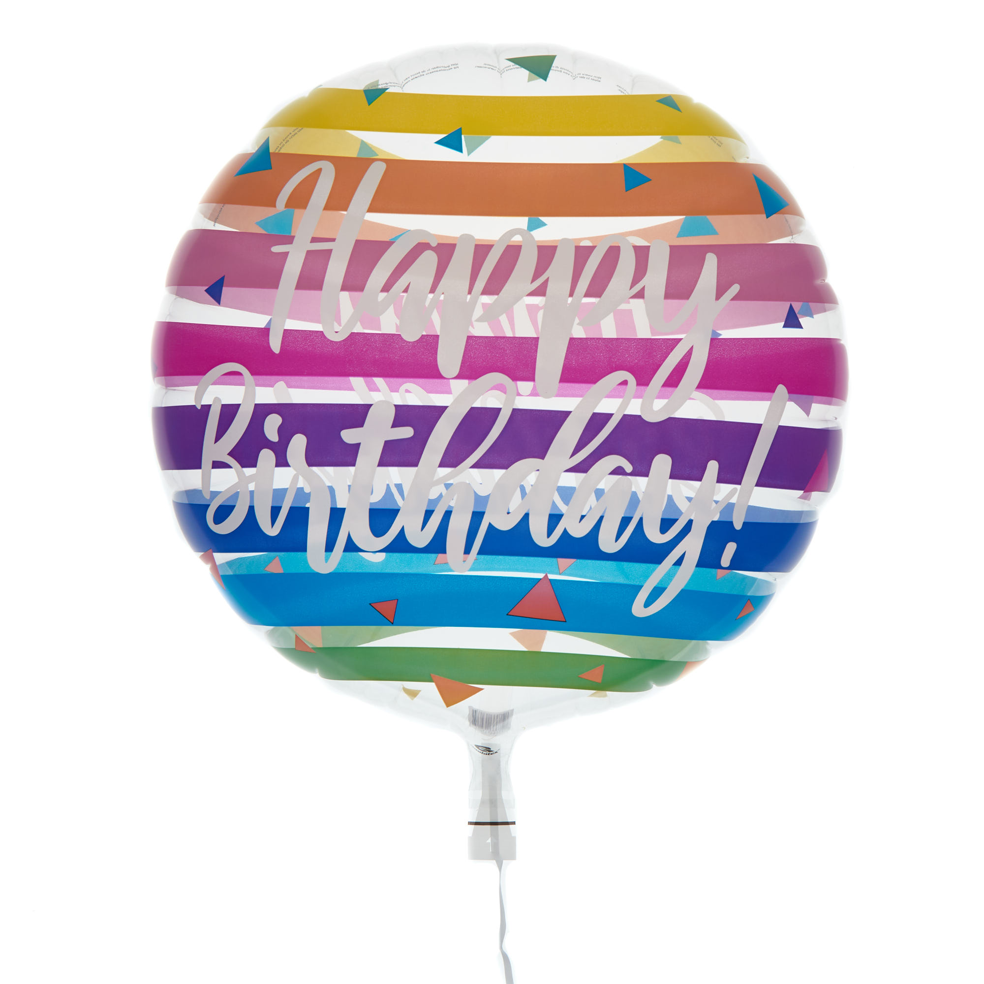 22-Inch Rainbow Stripes Happy Birthday Bubble Balloon - DELIVERED INFLATED!
