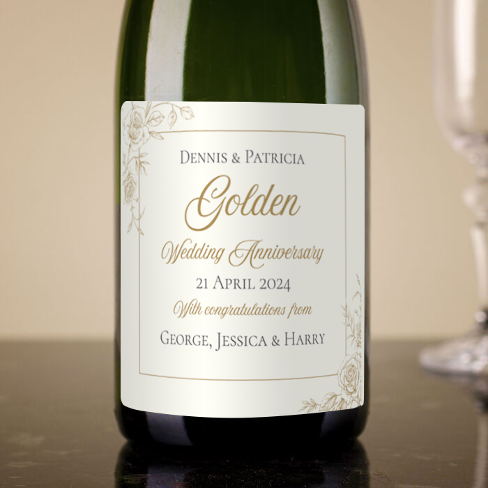 Personalised 50th Wedding Anniversary Cava - Gold