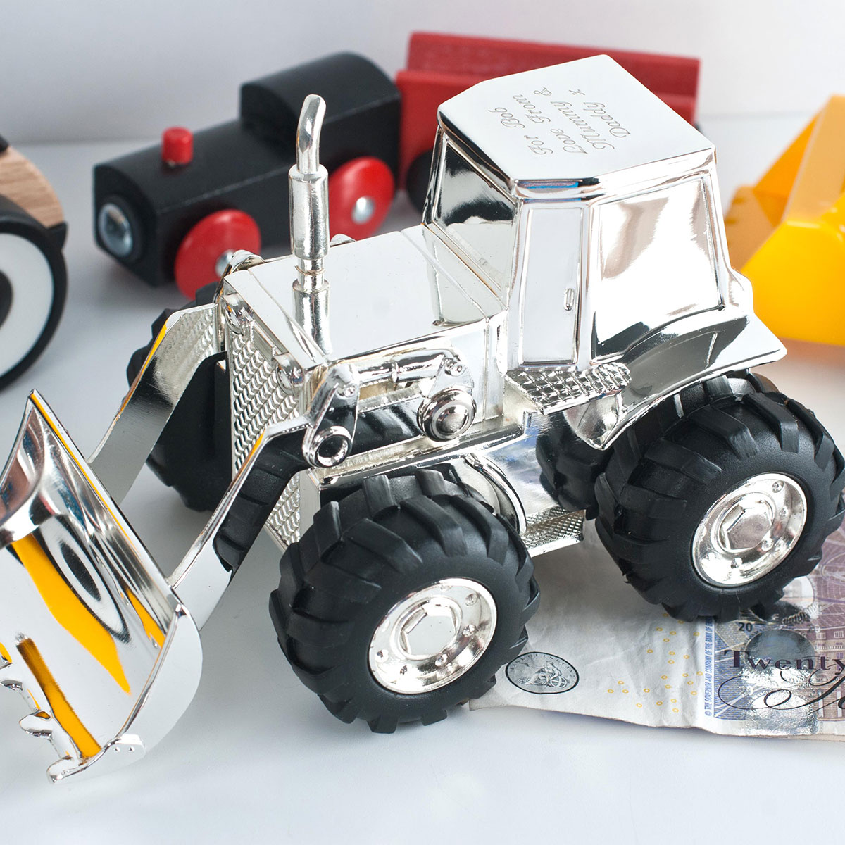 Personalised Digger Silver-Plated Money Box