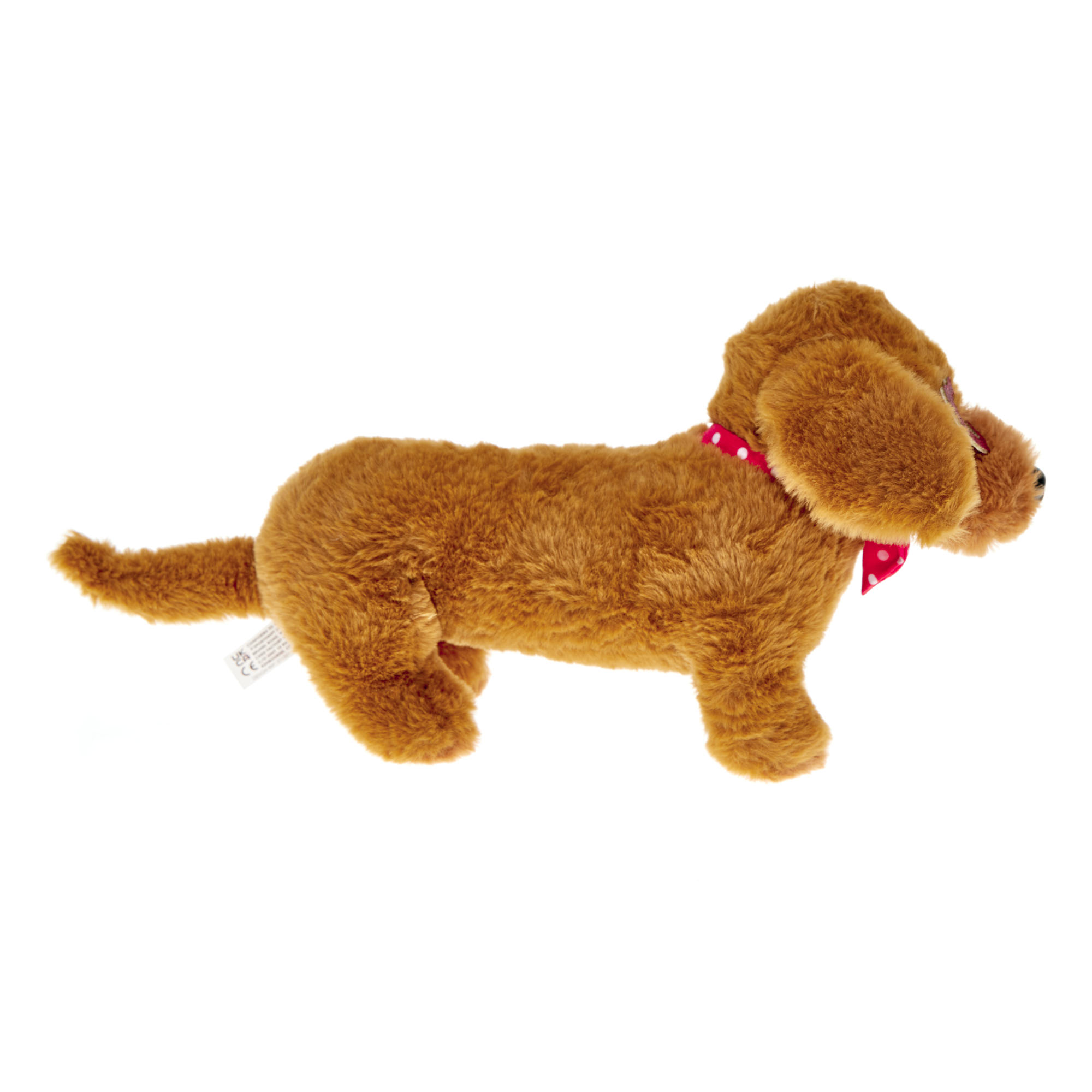 Large Sausage Dog Soft Toy With Bow Tie & Glasses