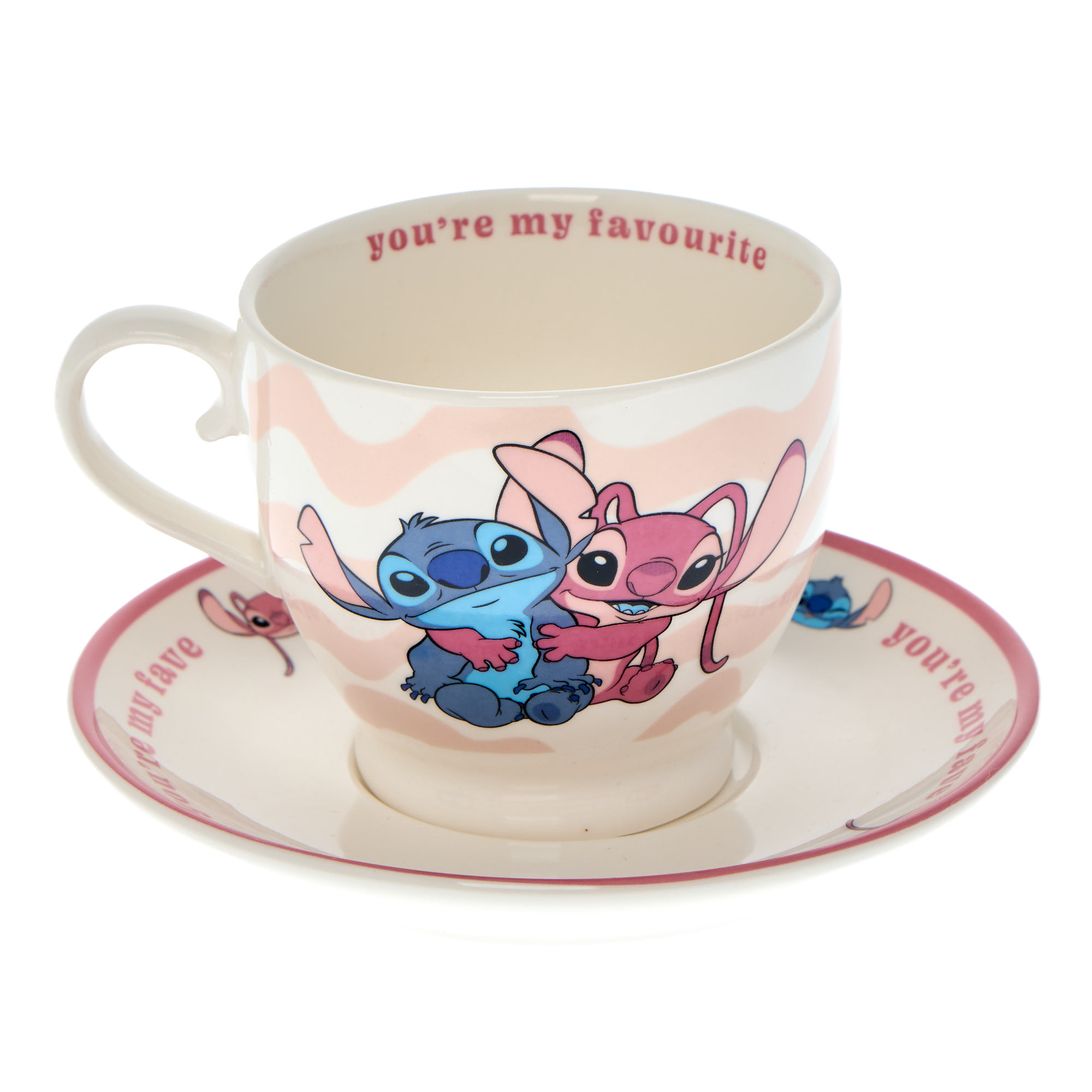 Stitch & Angel You're My Fave Mug & Saucer