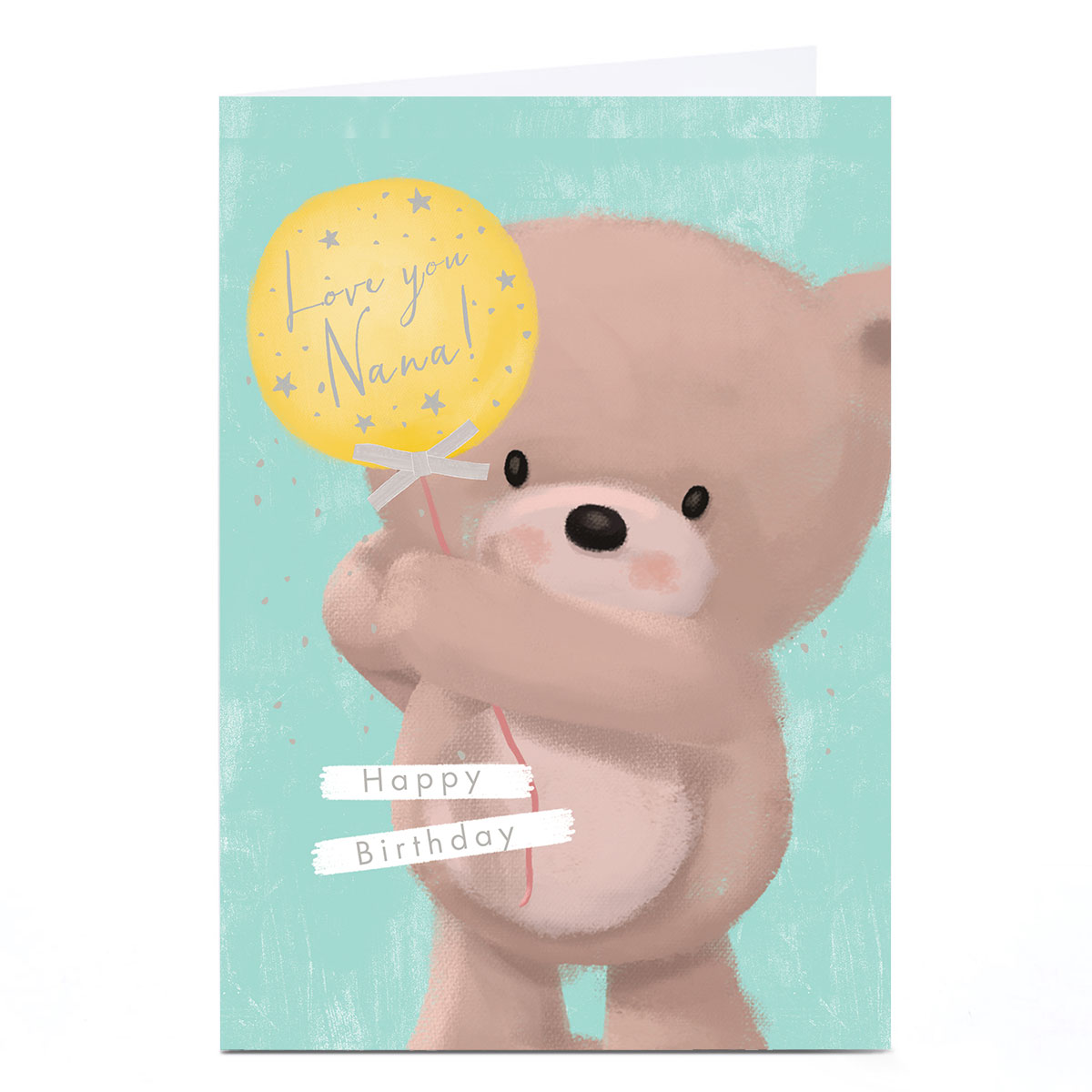 Personalised Birthday Card - Baby Bear with Balloon, Nana