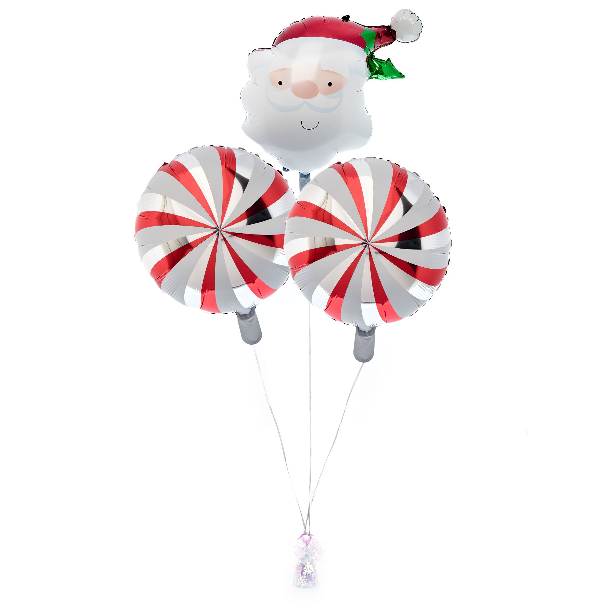 Santa & Candy Cane Balloon Bouquet - DELIVERED INFLATED!