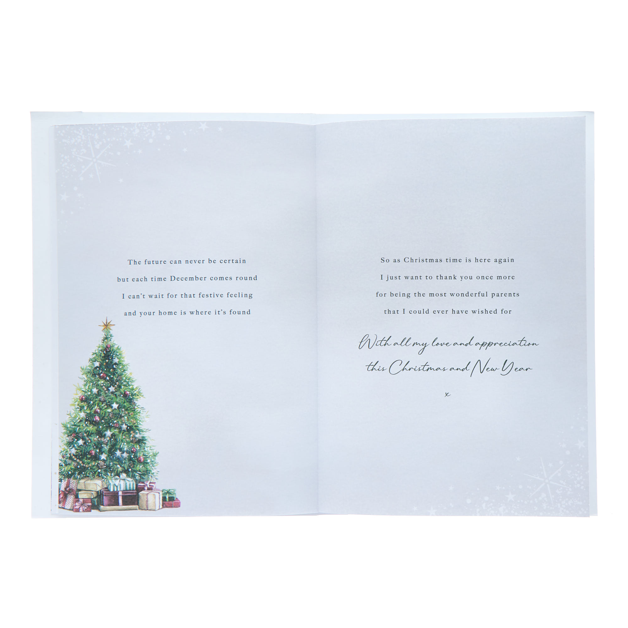 Mum & Dad Classic Tree Christmas Card (Extra Special Words Inside)