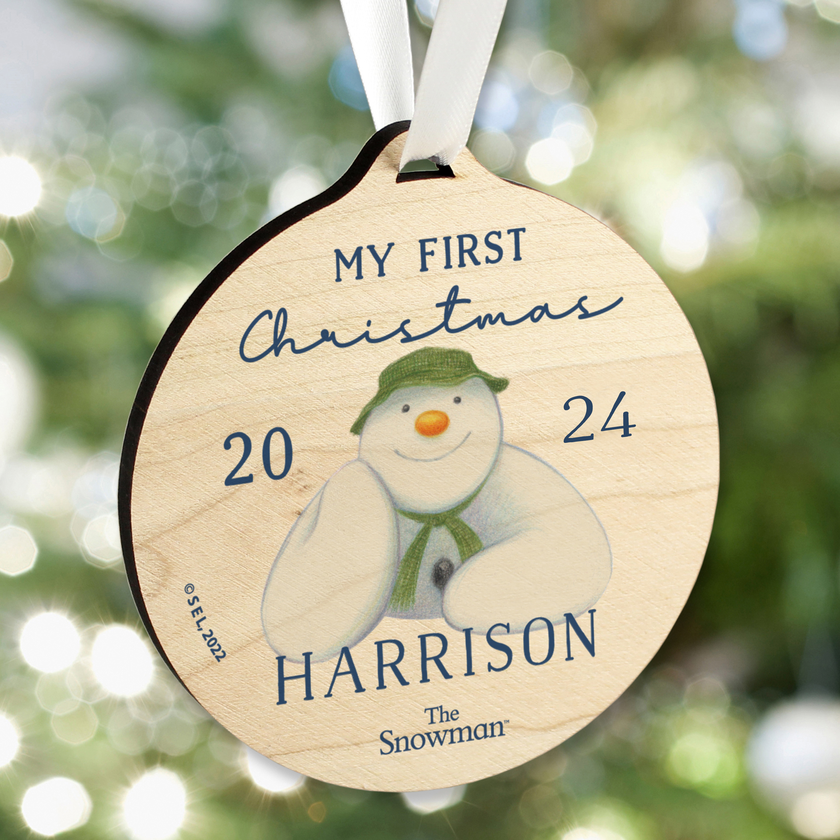 Personalised The Snowman My First Christmas Wooden Decoration