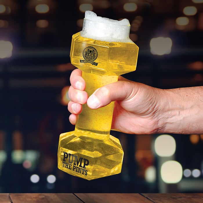 Lifting Dumbbell Beer Glass