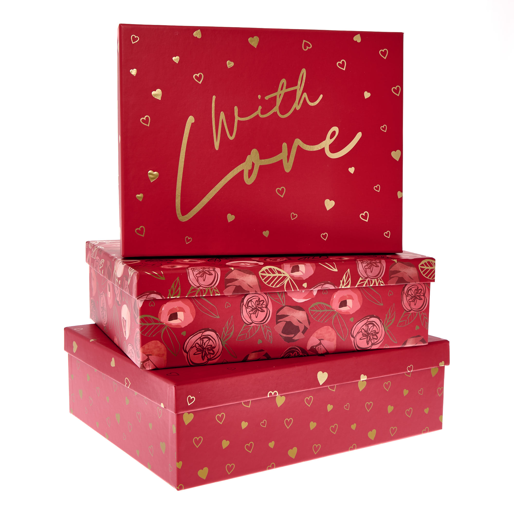 Roses With Love Valentine's Day Gift Boxes - Set of 3