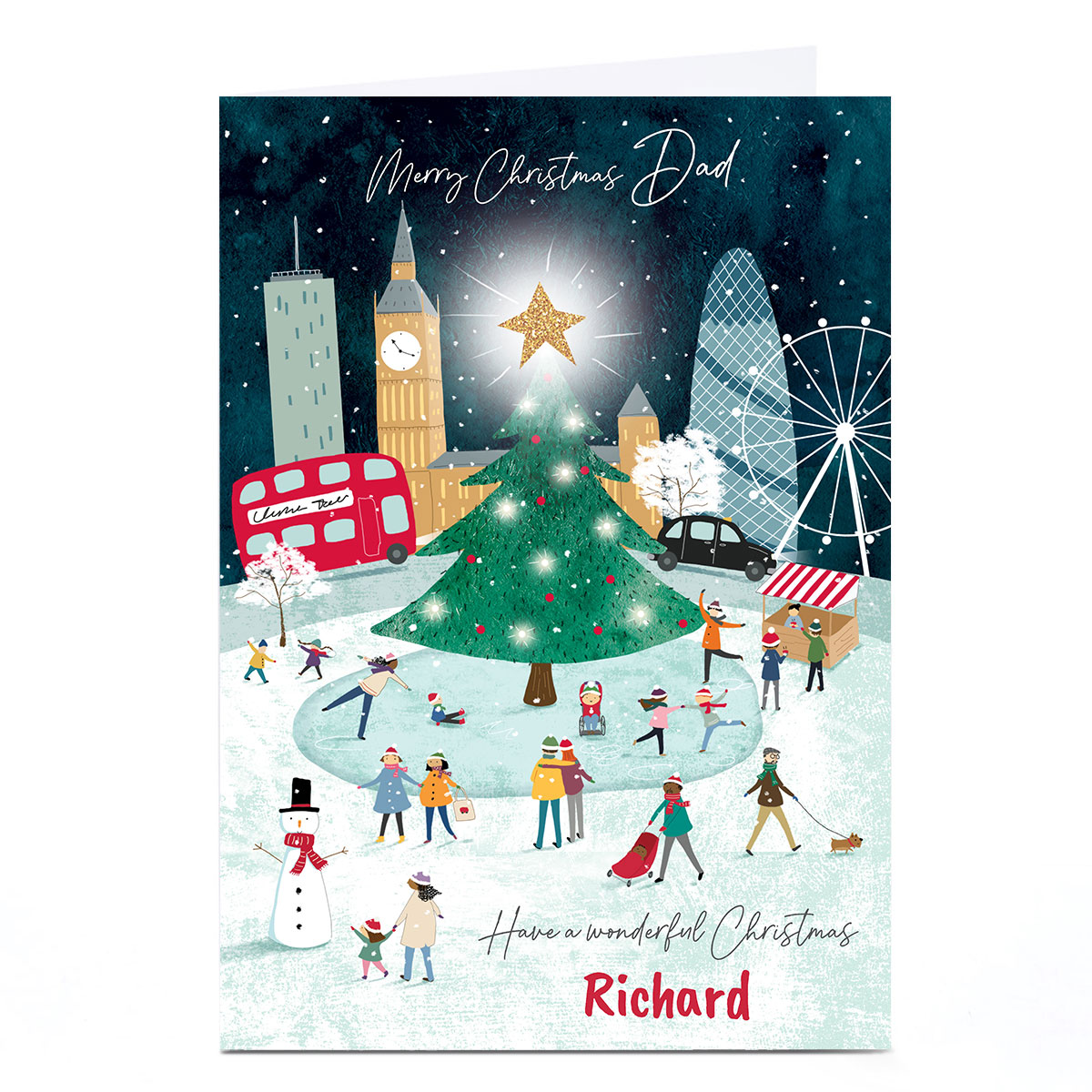 Personalised Cory Reid Christmas Card - Scenic Ice Rink, Dad