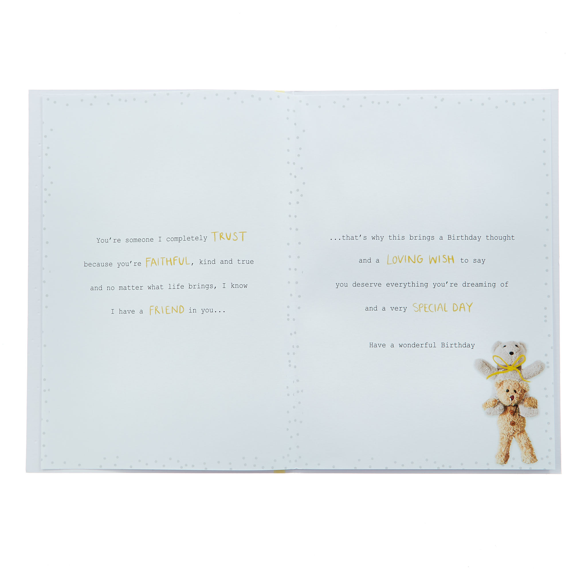 Birthday Card - Wonderful Friend Teddy Bears
