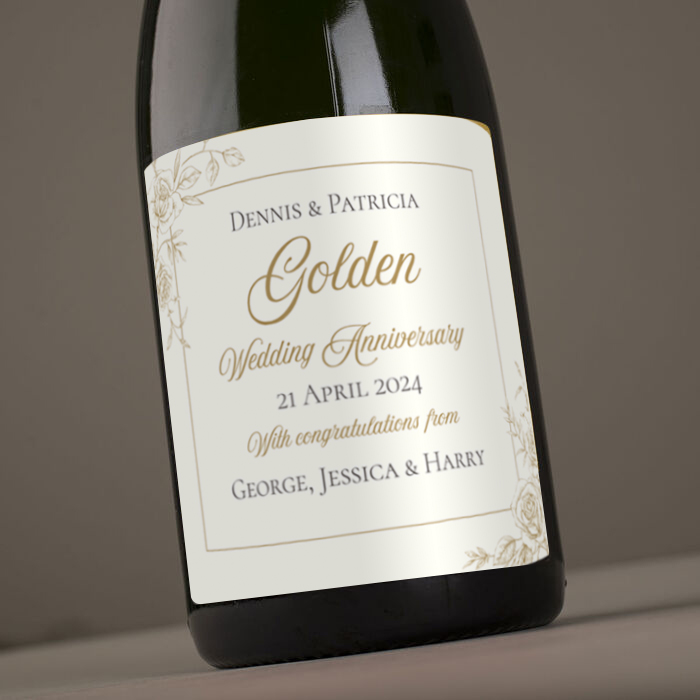 Personalised 50th Wedding Anniversary Cava - Gold