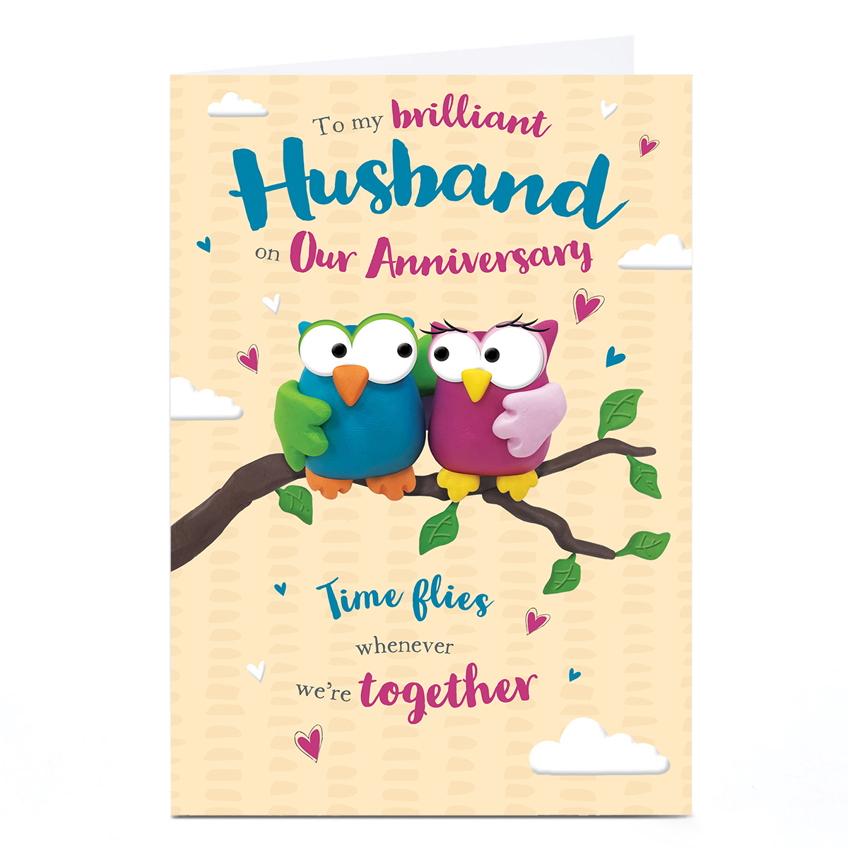 Personalised Anniversary Card - Time Flies Owls, Husband