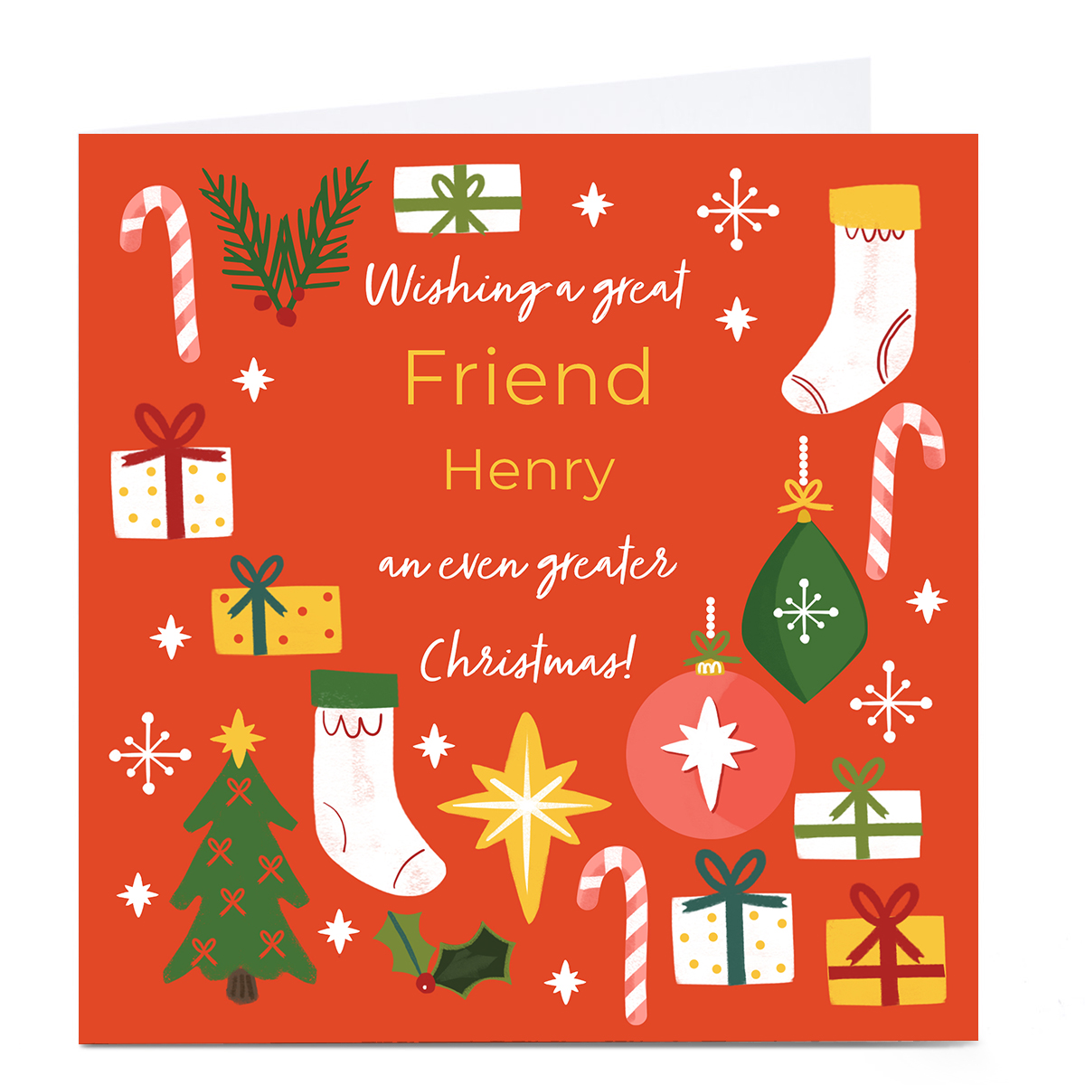 Personalised Christmas Card - Presents & Candy Canes