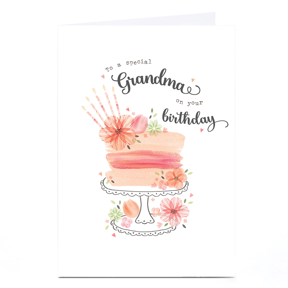 Personalised Birthday Card - Peach Tiered Cake, Grandma