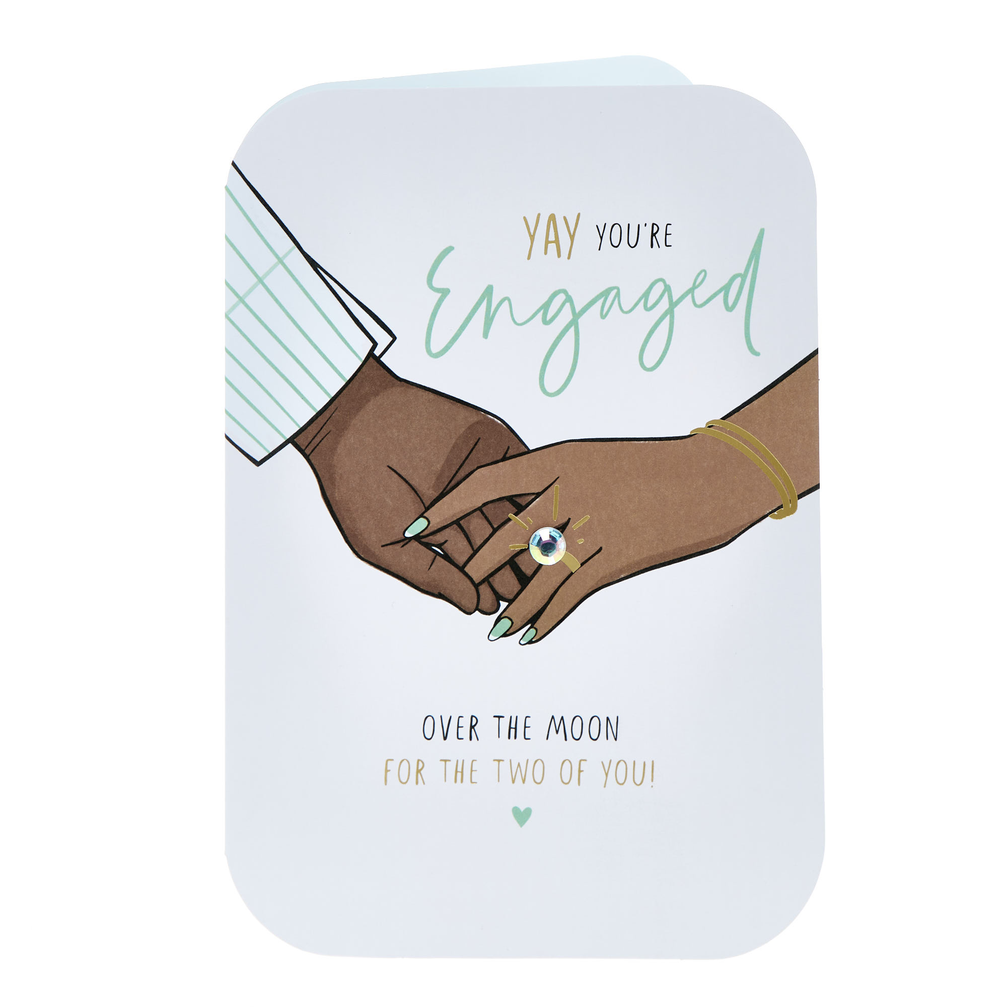 Holding Hands Over The Moon Engagement Card