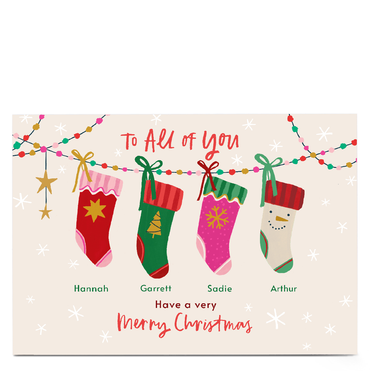 Personalised Christmas Card - To All of You, Family Stockings