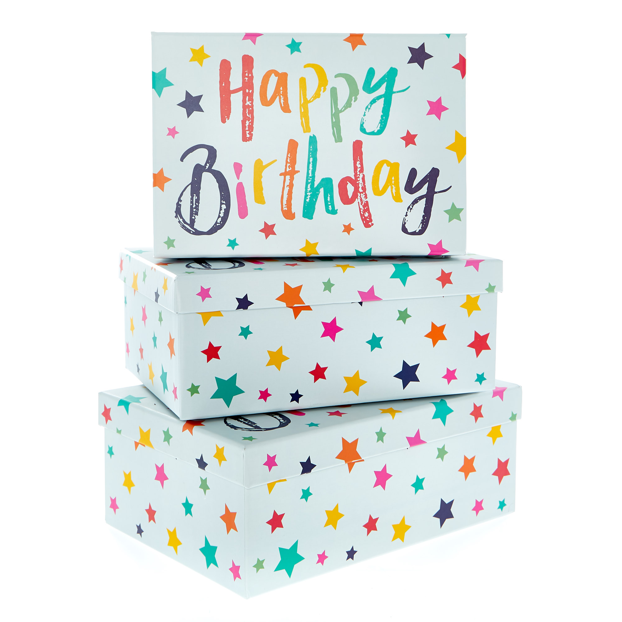 Starry Happy Birthday Gift Boxes - Set Of 3