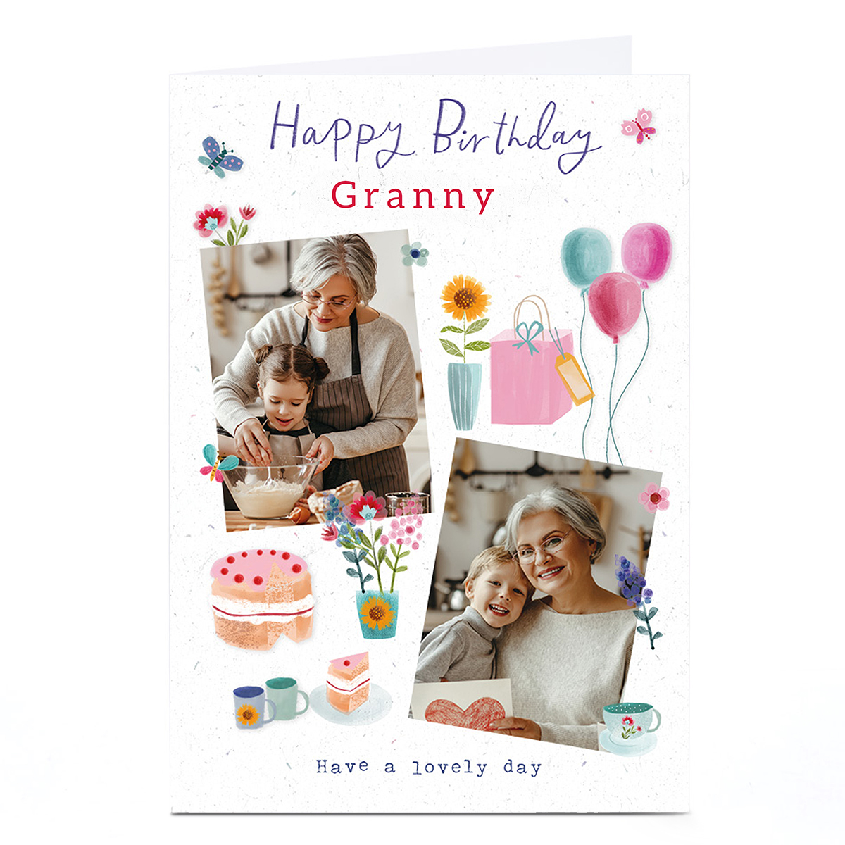 Photo Birthday Card - Lovely Day Cake & Tea