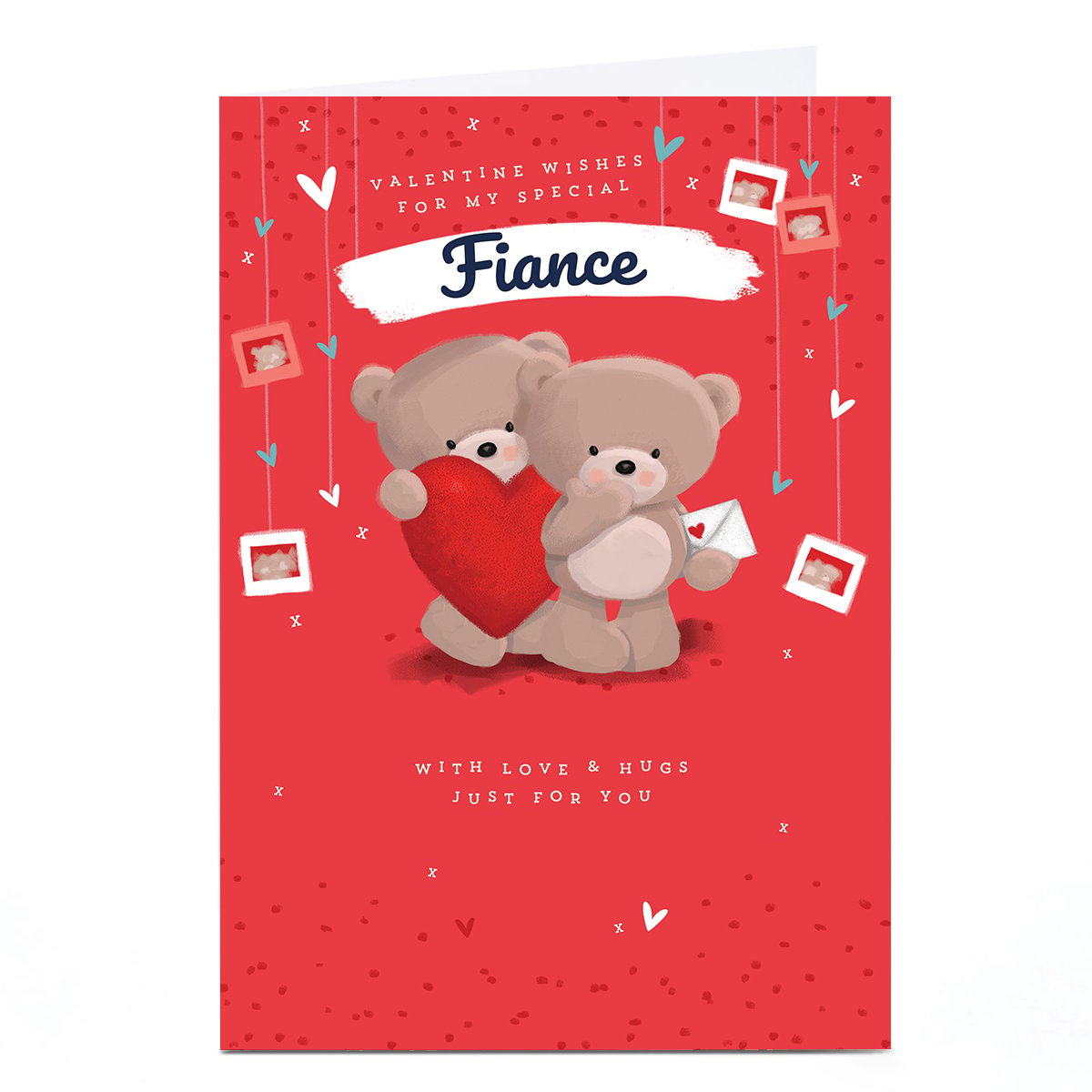 Personalised Hugs Valentine's Day Card - With Love and Hugs, Fiance