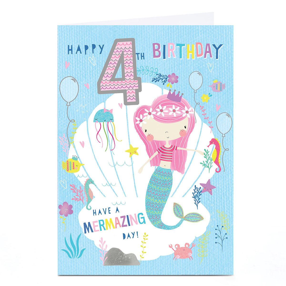 Personalised 4th Birthday Card - Mermazing Day