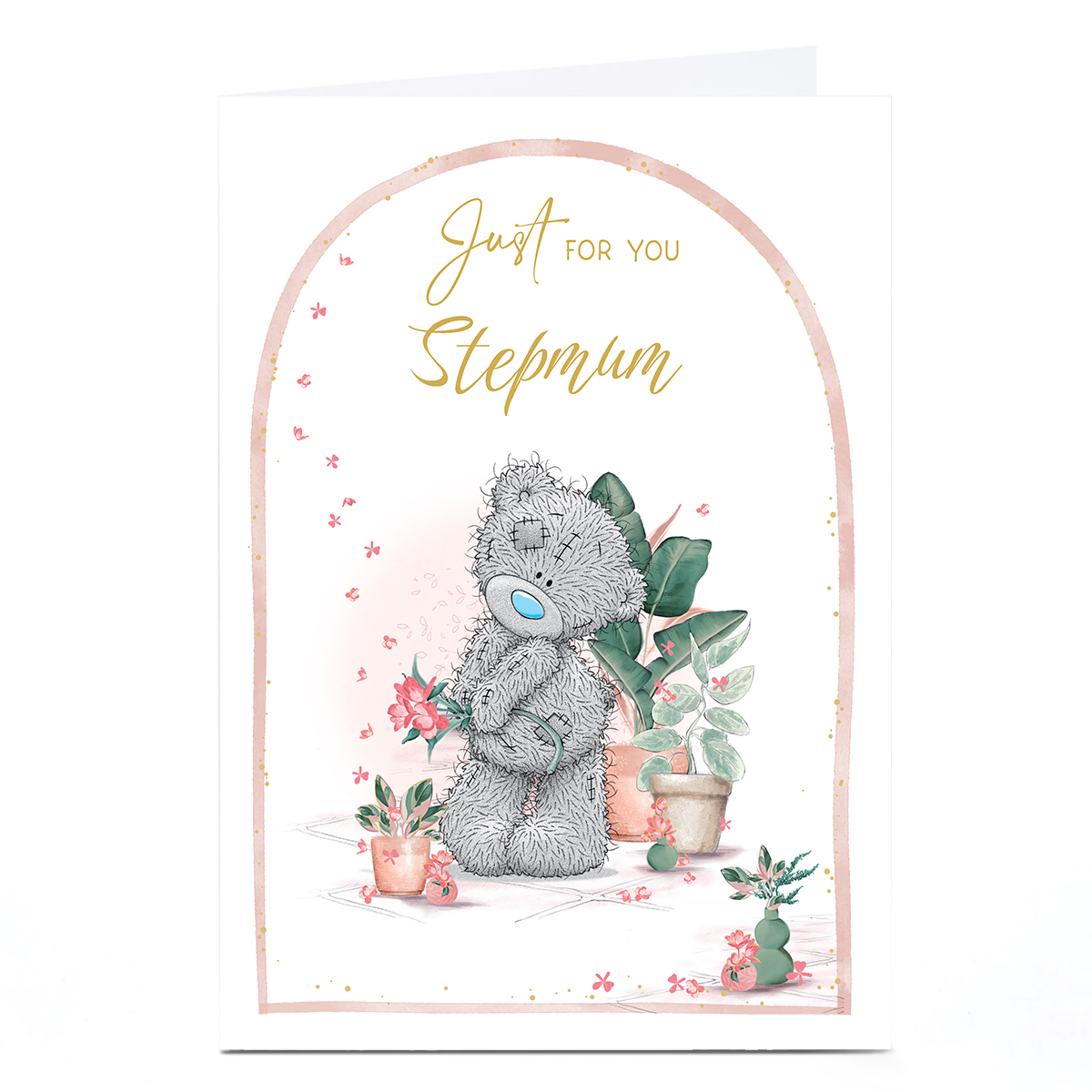 Personalised Tatty Teddy Mother's Day Card - Teddy with Flowers, Stepmum