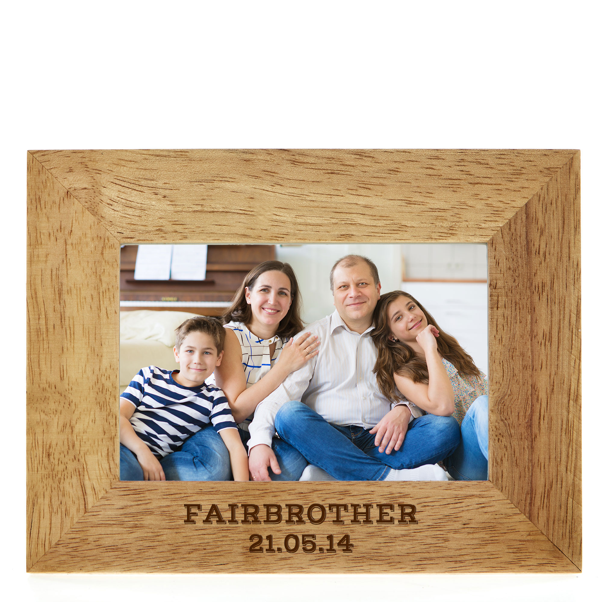 Personalised Engraved Wooden Photo Frame - Family Name