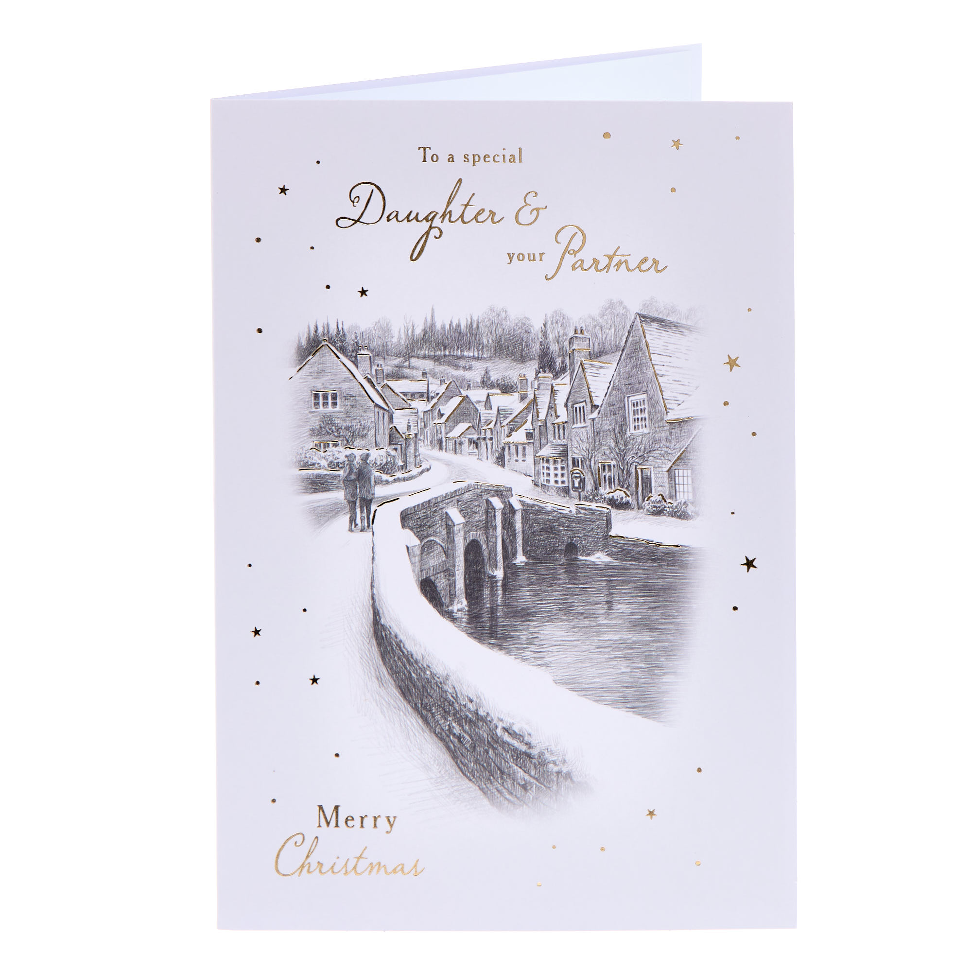 Daughter & Partner Village Sketch Christmas Card