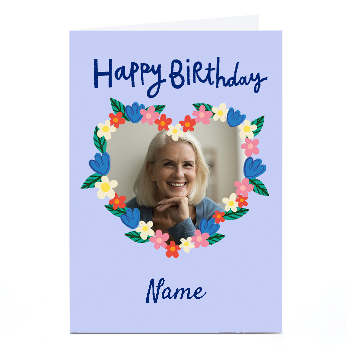 Photo Aimee Stevens Birthday Card - Floral Heart Frame, Any Name