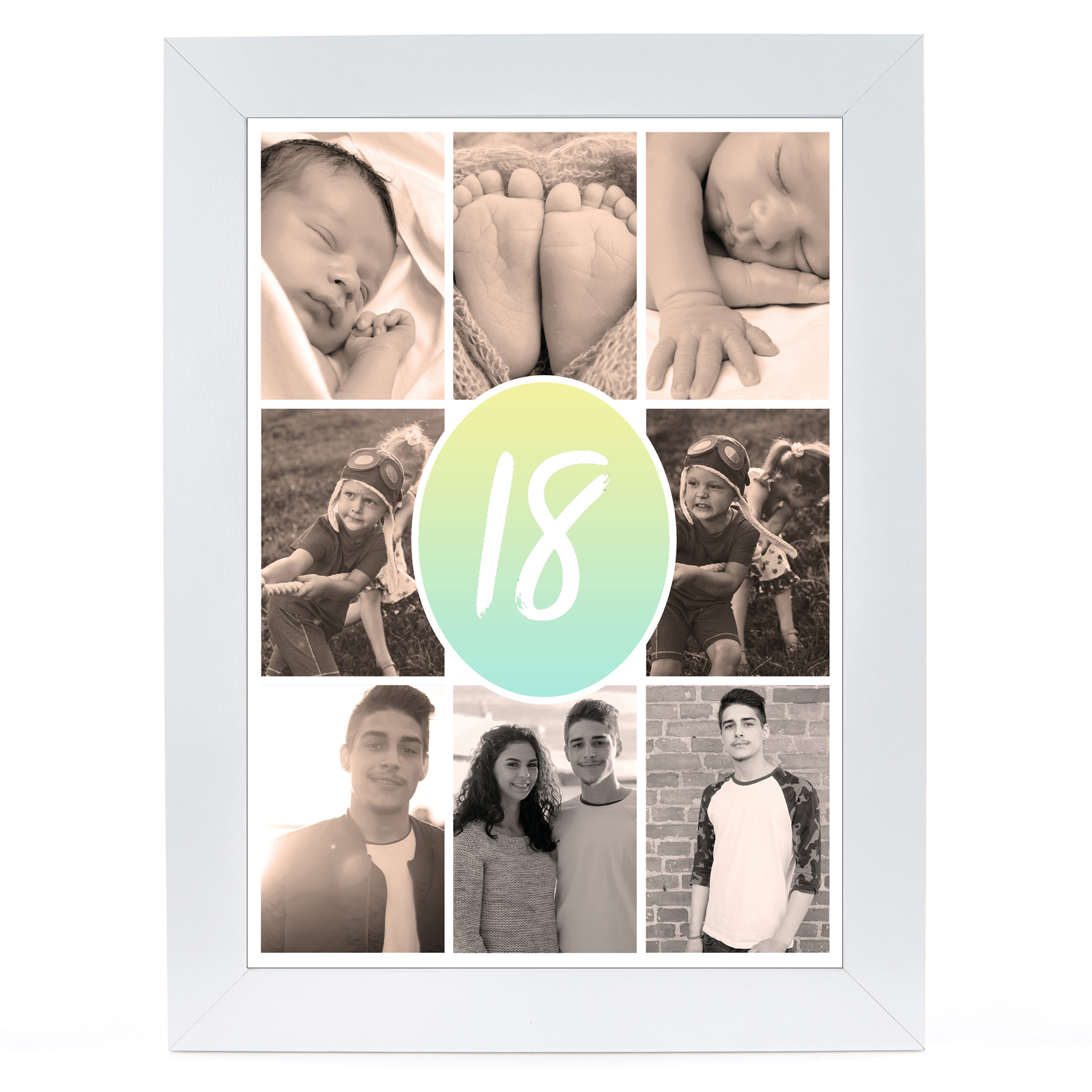 Personalised Milestone Age Photo Print - Pastel Gradient Collage, Editable Age