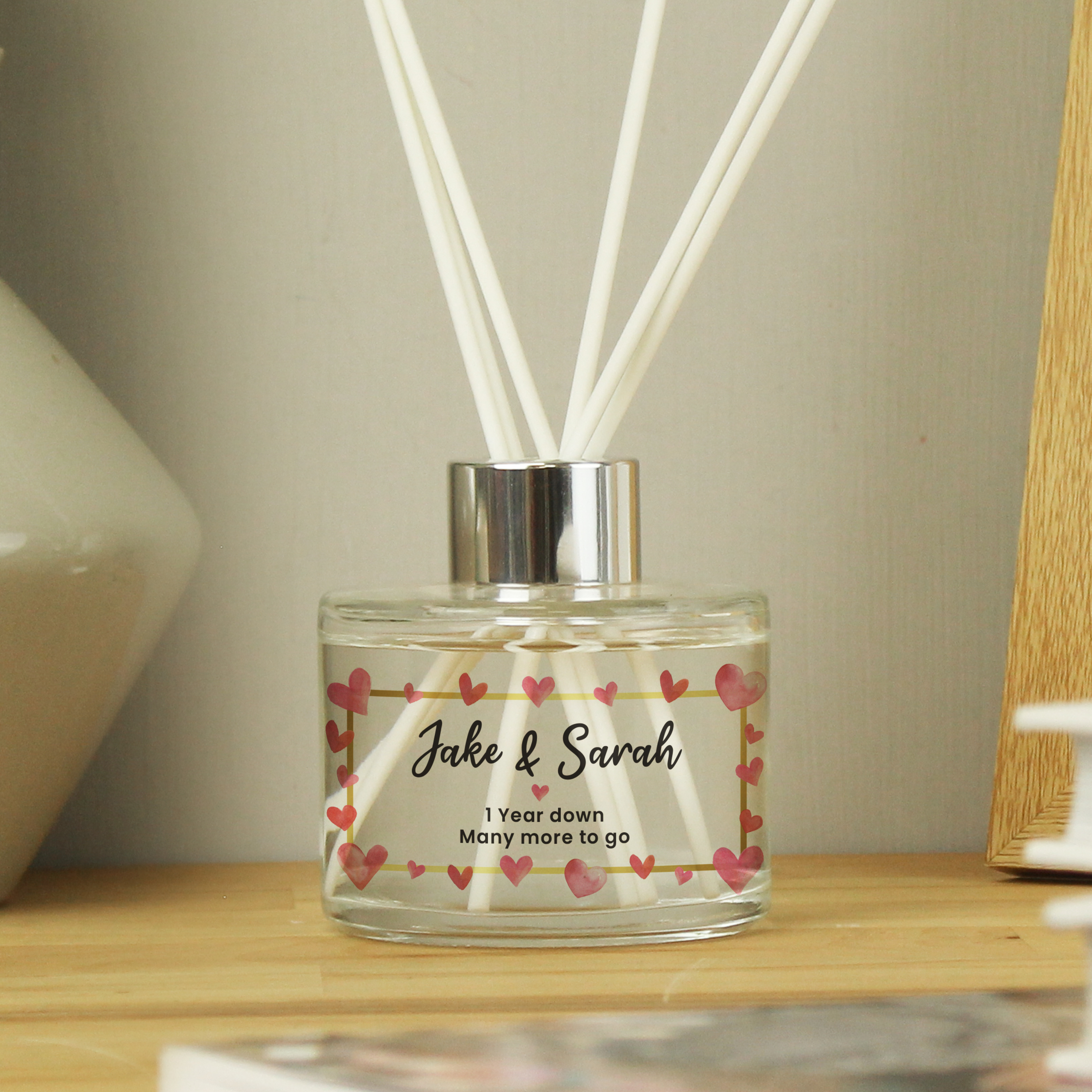 Personalised Hearts Fresh Cotton Fragrance Diffuser