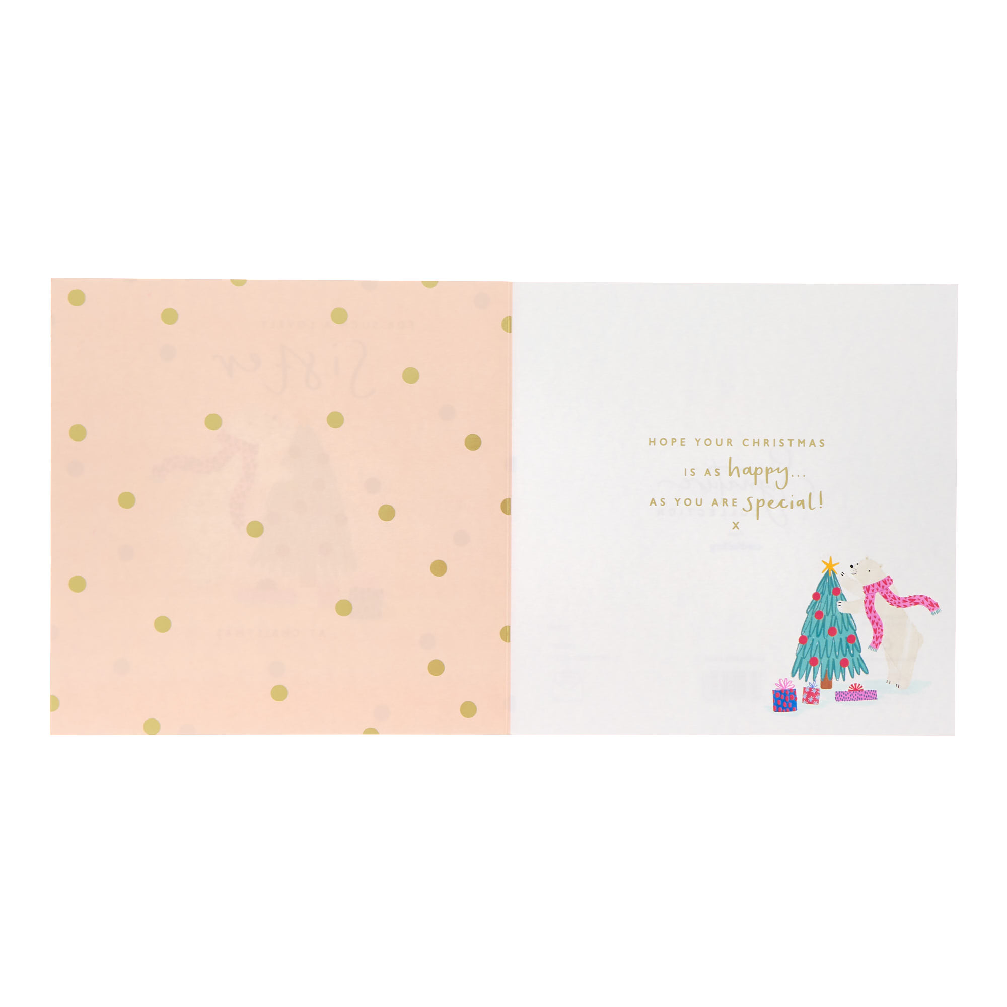 Lovely Sister Bear & Tree Christmas Card