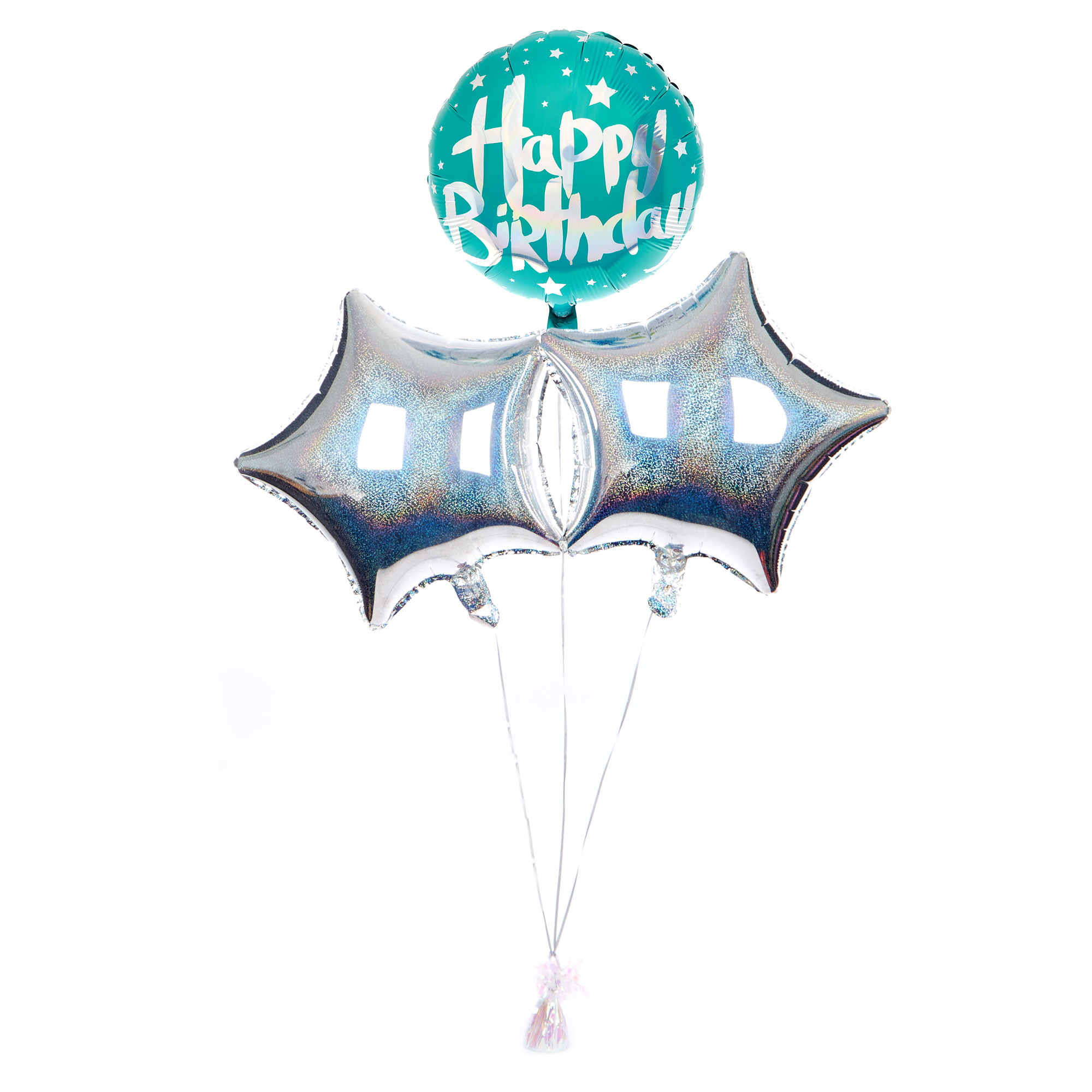 Teal Happy Birthday Balloon Bouquet - DELIVERED INFLATED!