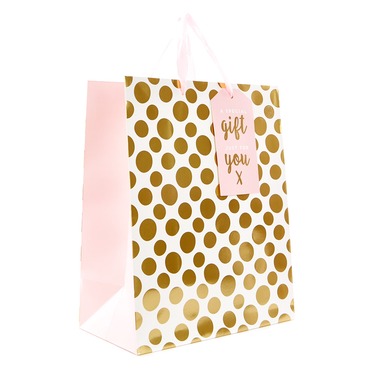 pink and gold gift bags