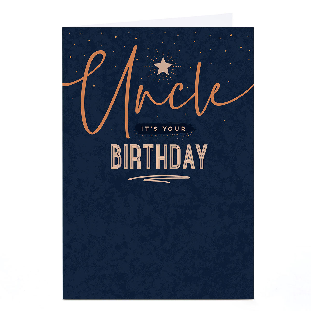 Personalised Birthday Card - Black and Bronze It's Your Birthday Star, Uncle