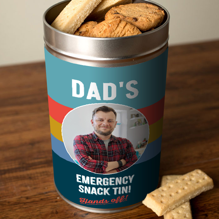 Photo Personalised Tin with Biscuits - Emergency Snack Tin