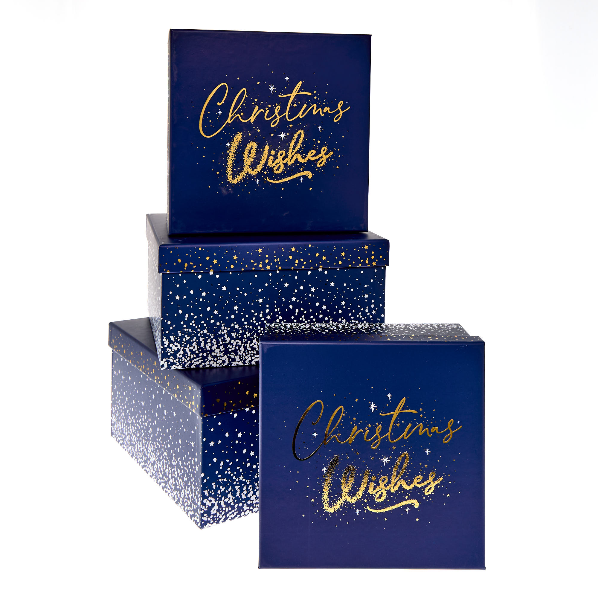 Navy & Gold Christmas Gift Boxes - Set of 4