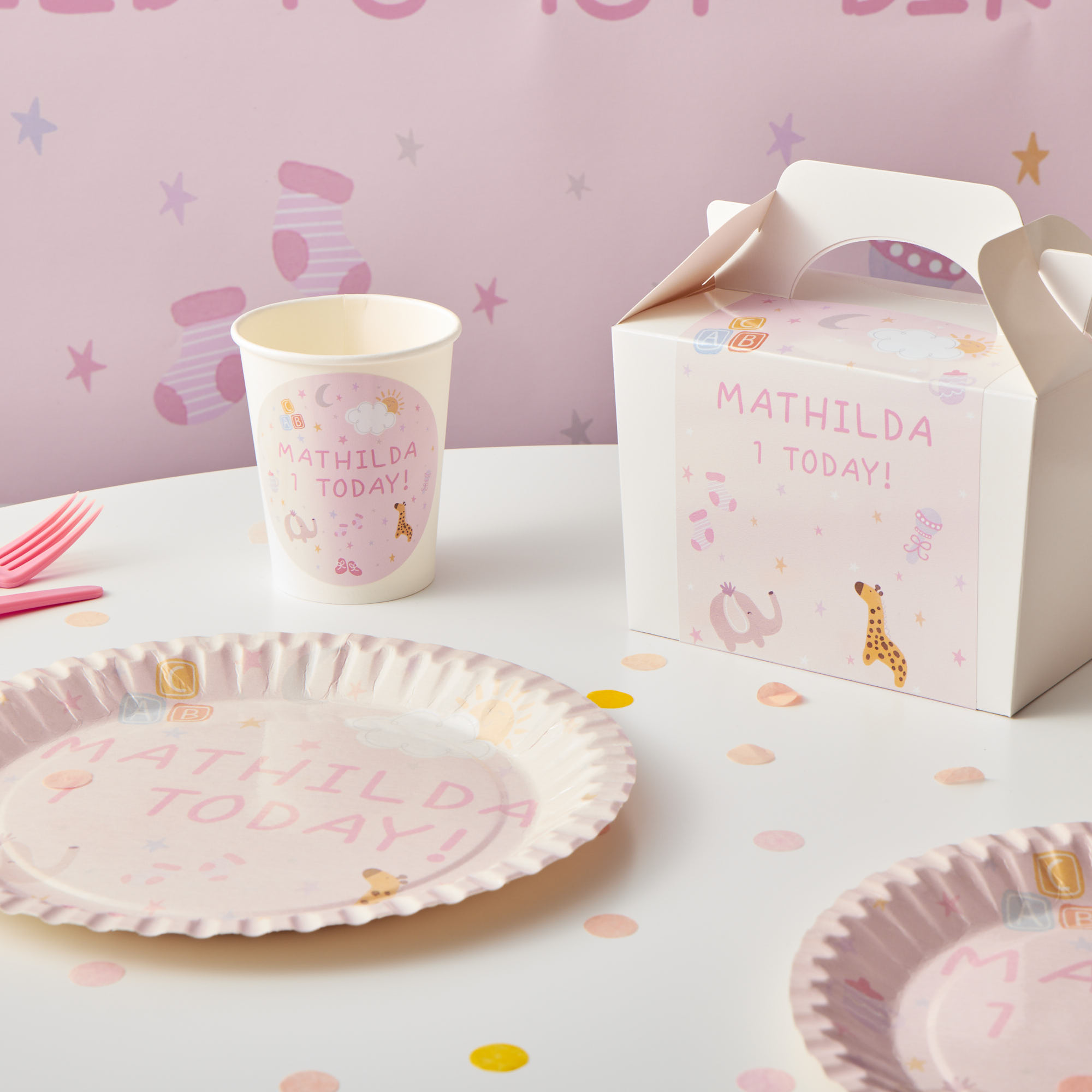 Baby Pink Personalised Party Cup